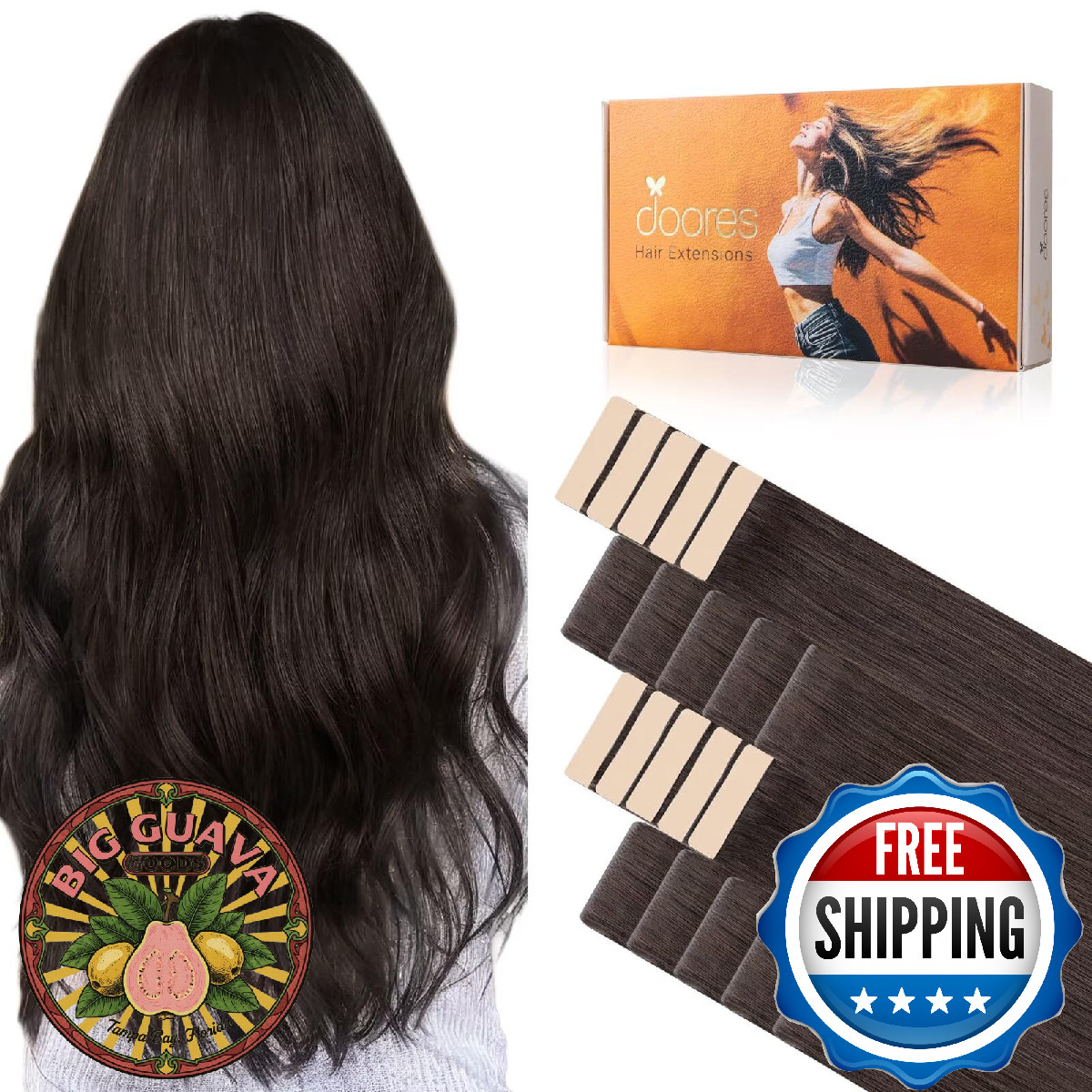 DOORES Invisi Edge Tape in Hair Extensions Light Dark Brown 10 Injection Tapeins