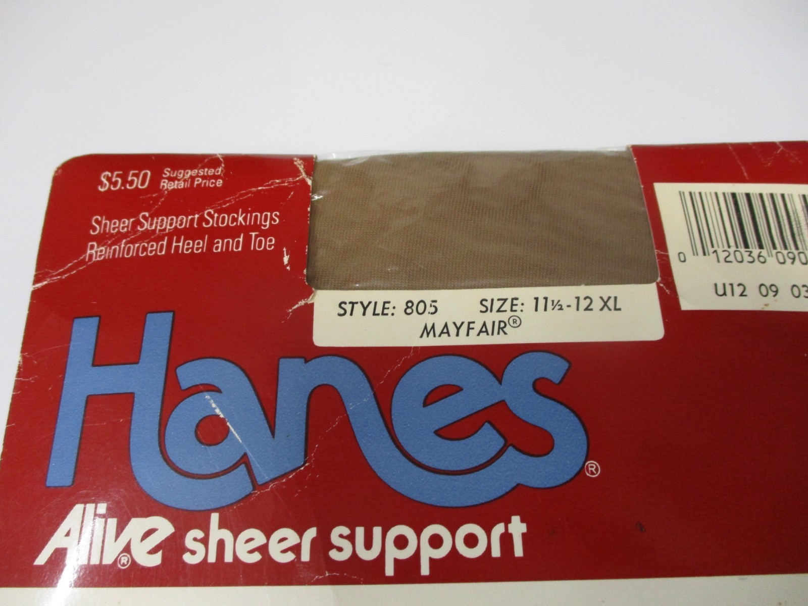 1PR VINTAGE HANES ALIVE RHT SUPPORT SHEER NYLON STOCKINGS SZ 11 1/2-12 XLONG MAY