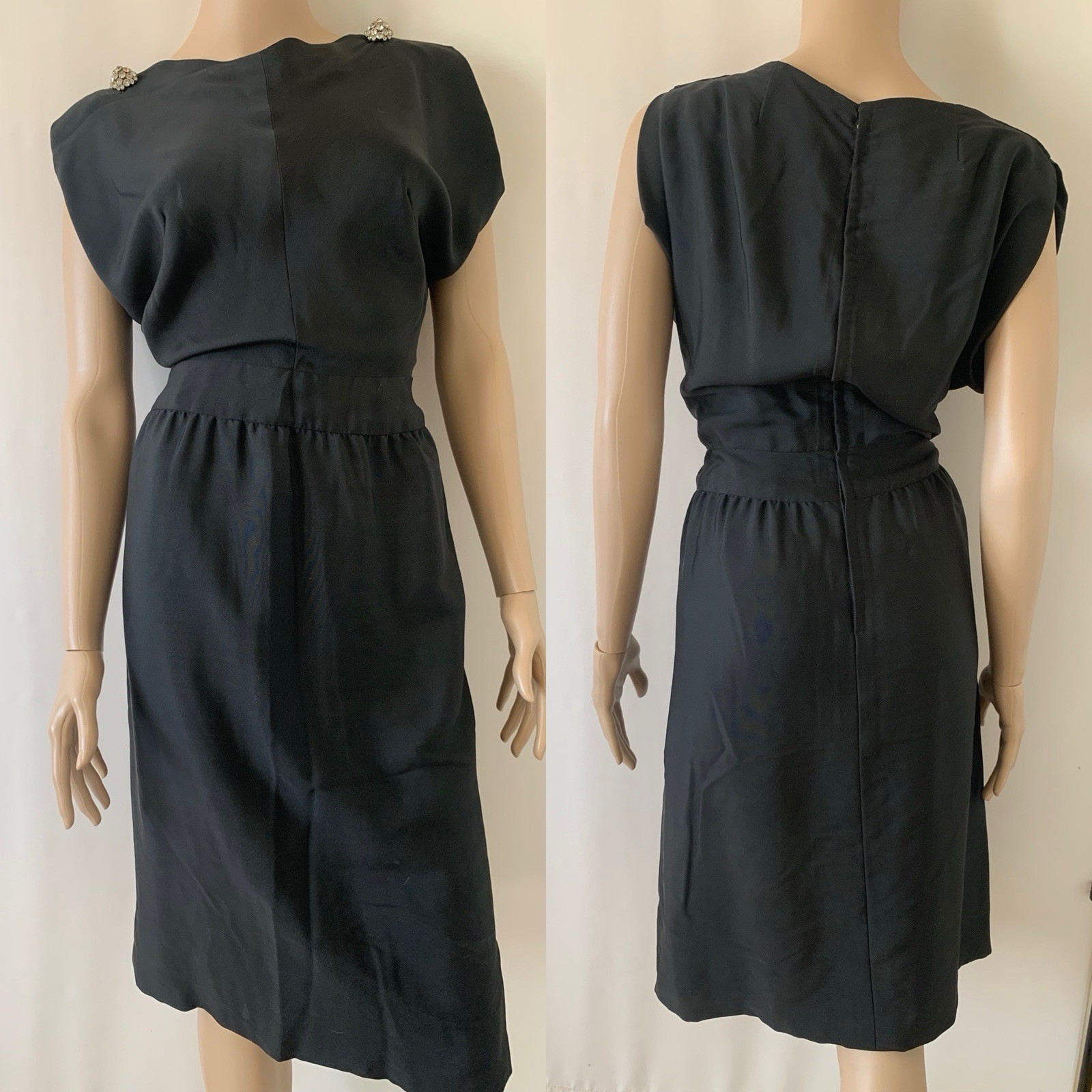 Stunning Vintage 60s Werle Beverly Hills Bullocks Wilshire Black Cocktail Dress