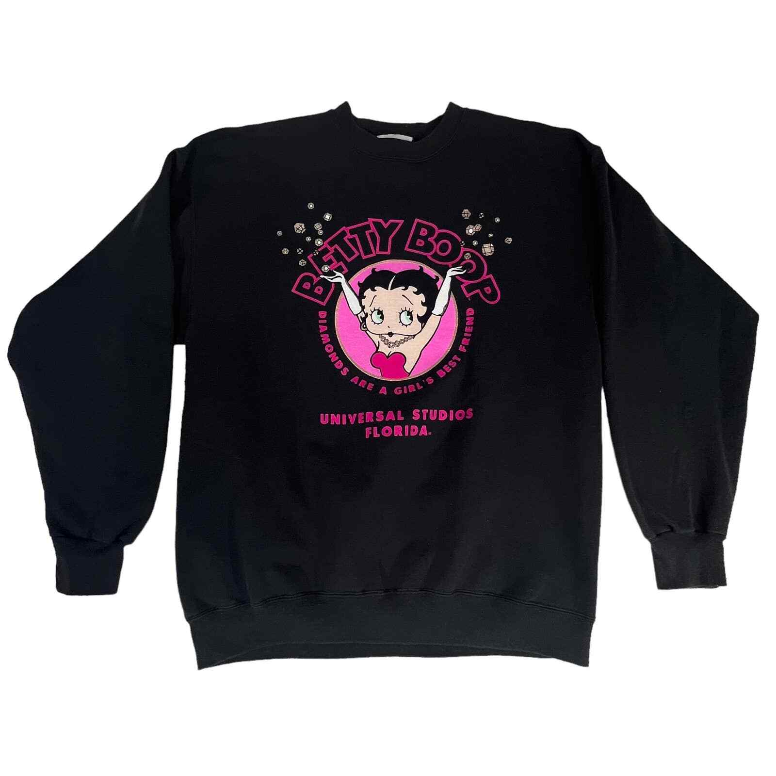 Vintage 90s Betty Boop Universal Studios Crewneck Black Sweatshirt Large
