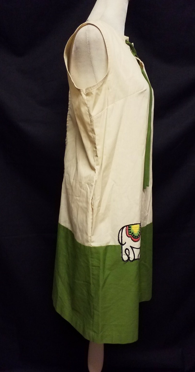 Vtg 60s Ken Robe by Kenrose House Dress Embroidered Elephant Sz12 Union Made
