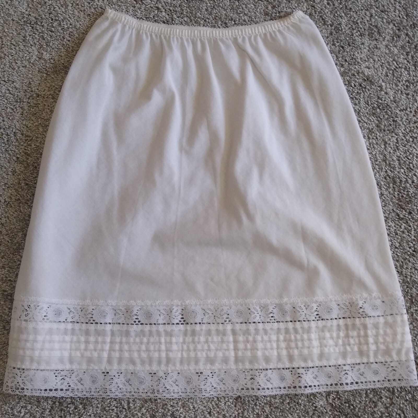 Vintage White Slip Skirt Lace Deena XS S