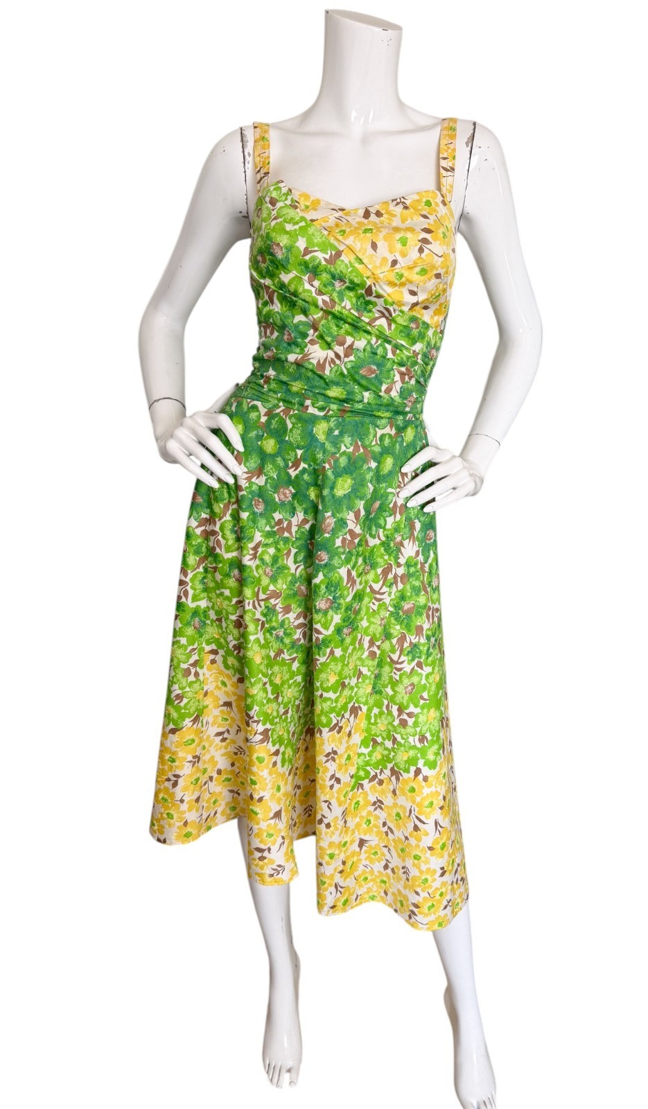 Vintage 1950s Cole of California Dress Floral Fit Flare A-Line Pinup Retro Tiki