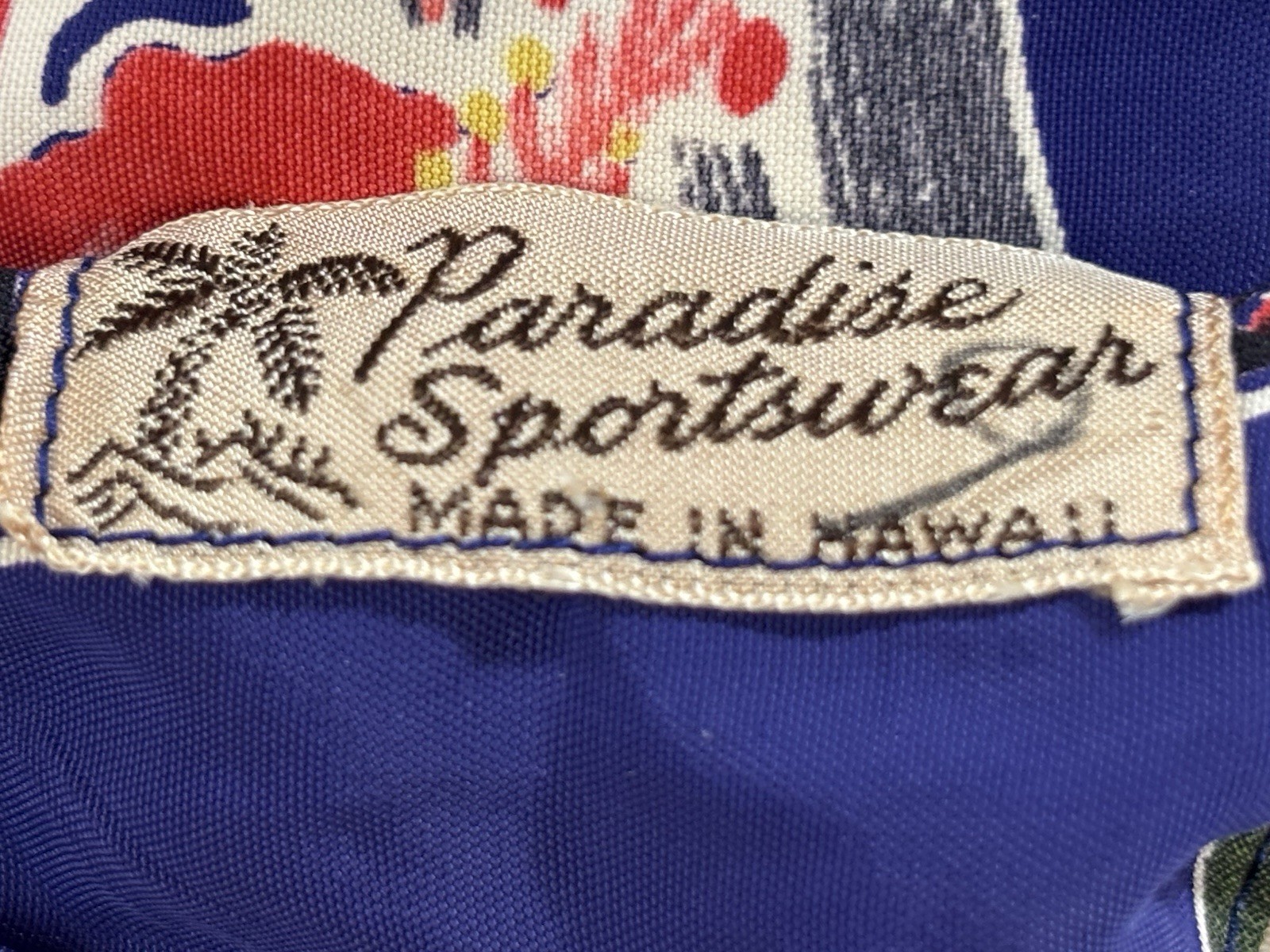 Vtg Paradise Sportswear 1950s Hawaiian Maxi Dress Women’s Pake Muu Fans RARE