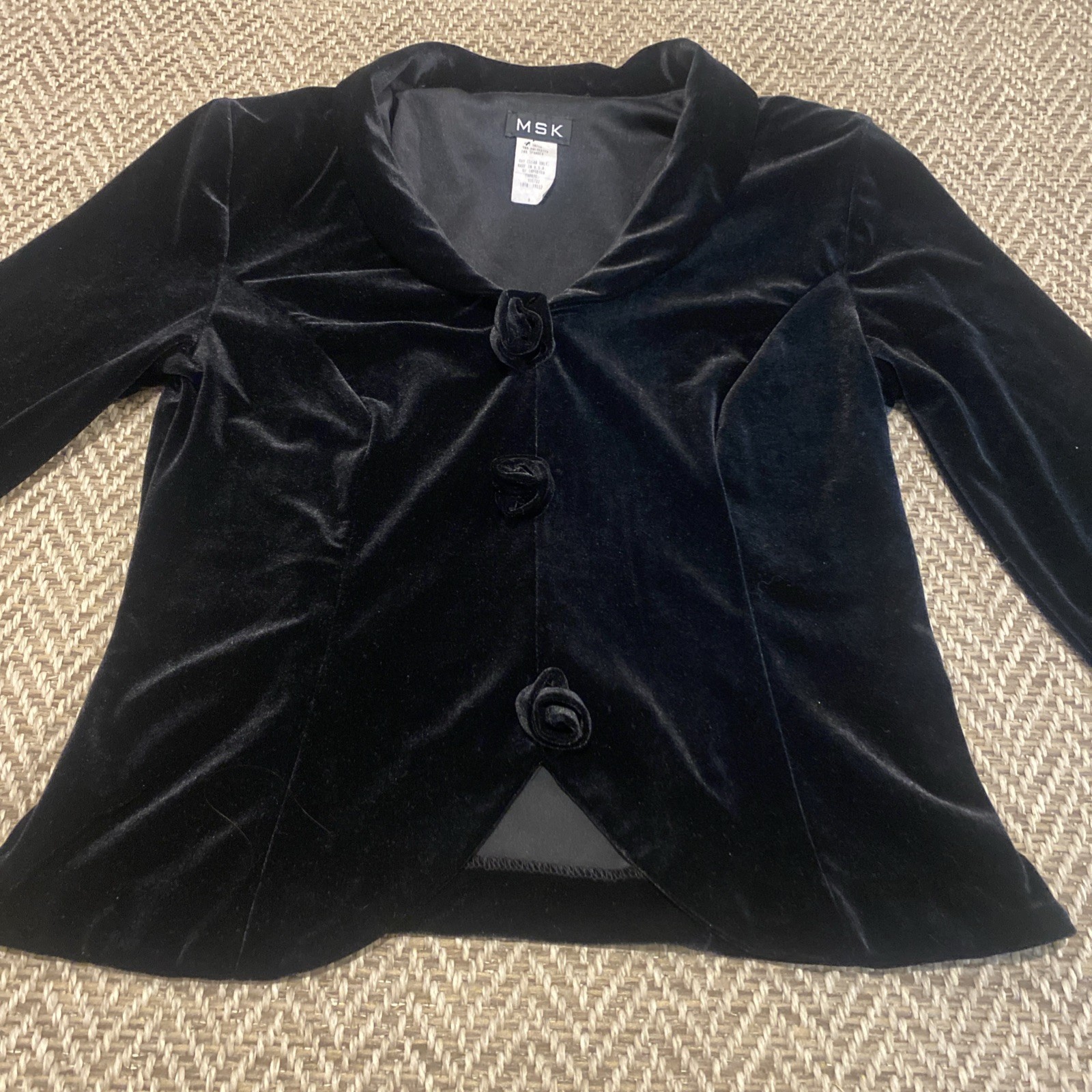 Vintage 90s Black Velvet Top Blouse Fairy Grunge Coquette Witch Goth Y2K Sz 8