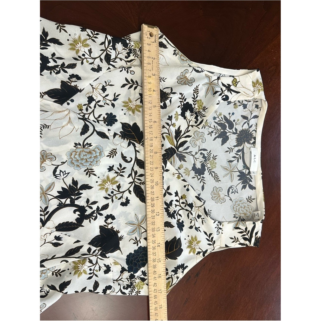 A.L.C. Floral V-Neck Sleeveless Top in Ivory,Black, Olive 100% silk