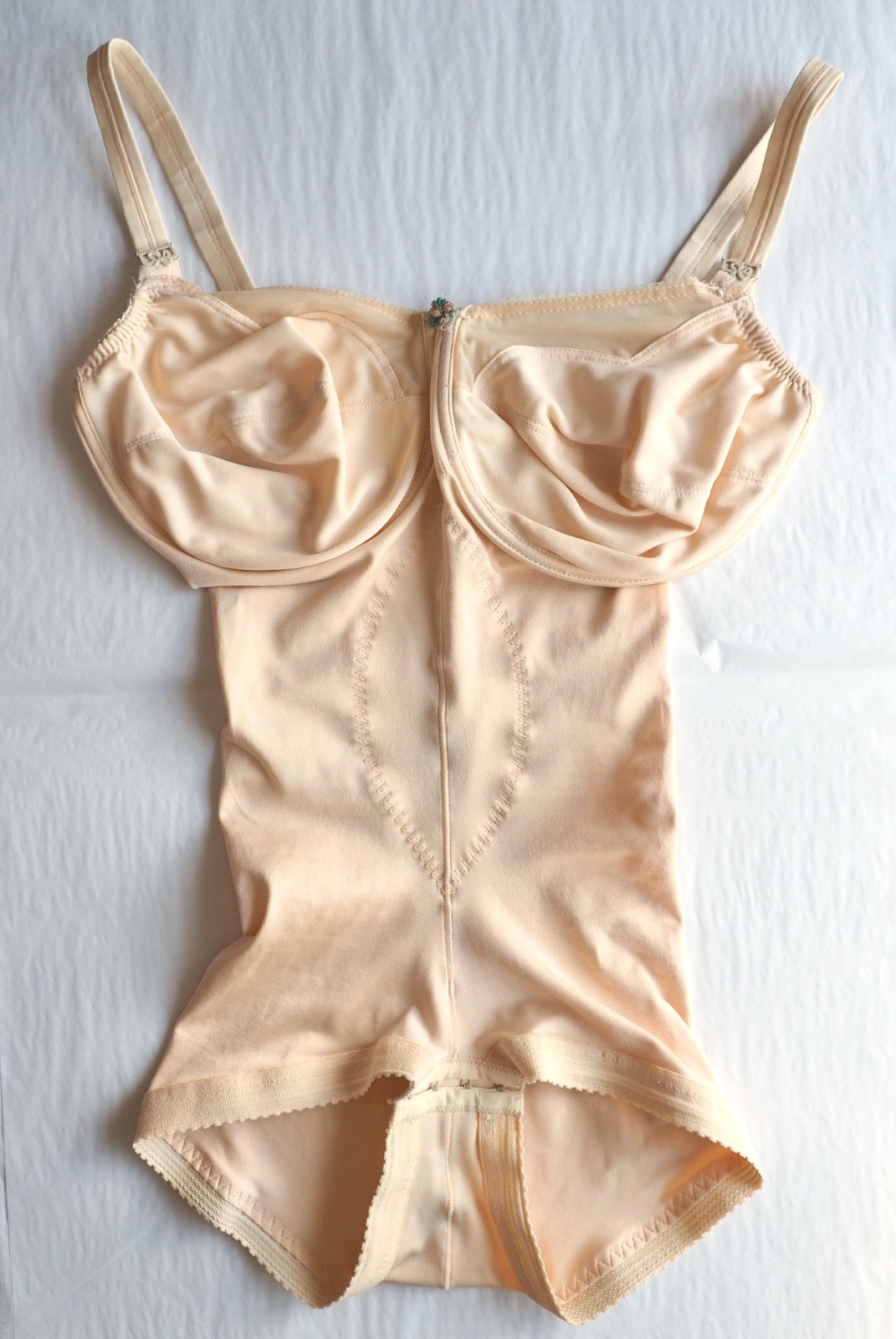 60s Vintage Goddess Corselette 38DD Underwire Bodysuit One Piece Shaper ILGWU