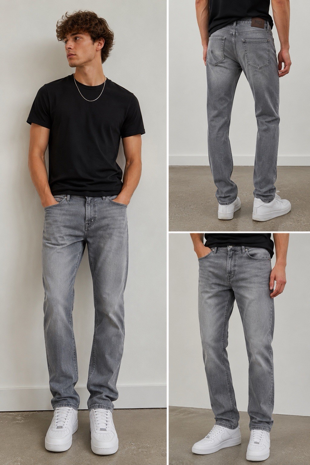 Paige Lennox Gray Slim Straight Jeans 29×31 Soft Stretch Minimalist Denim