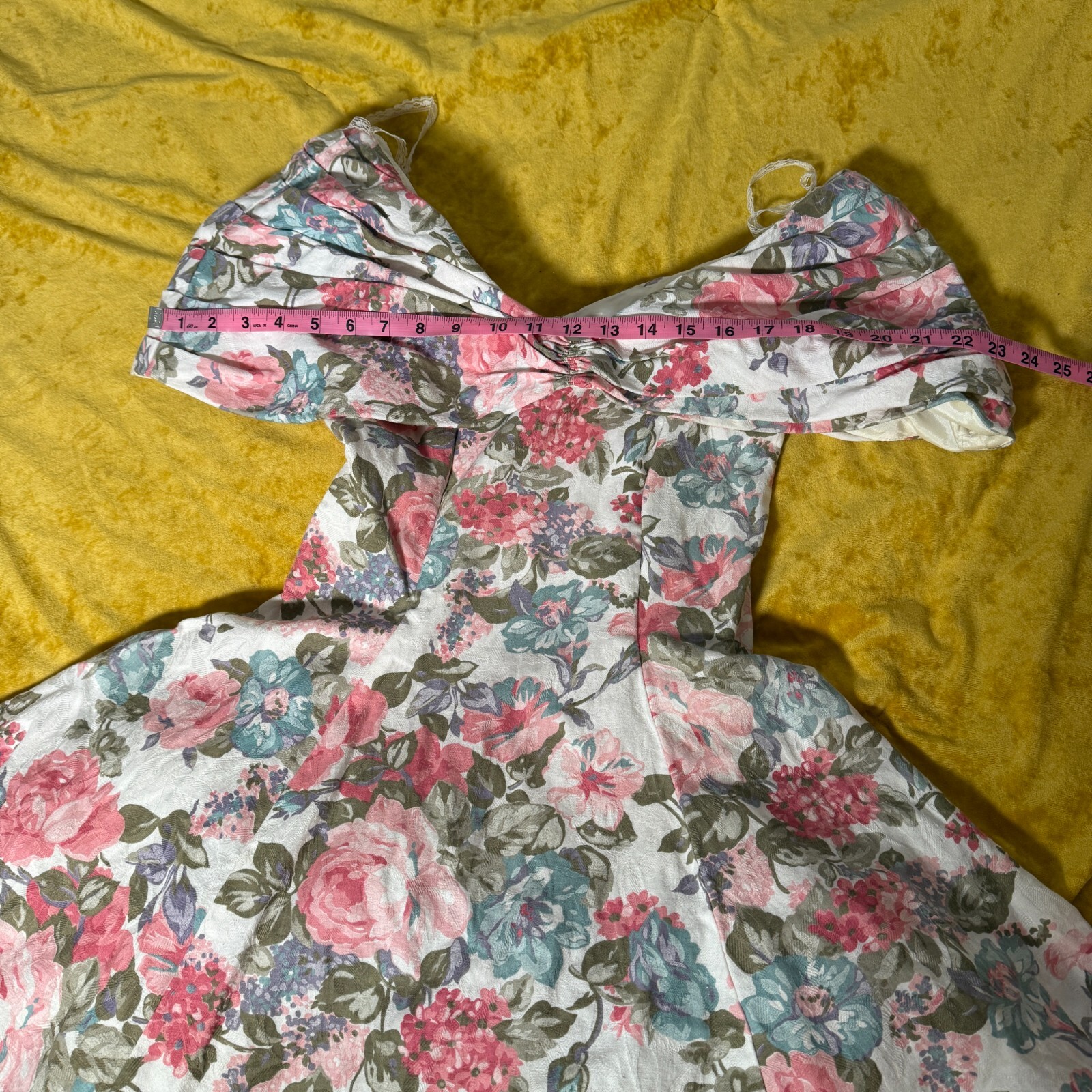 Vintage Positively Ellyn Womens Cocktail Floral Midi Dress Off Shoulder Medium