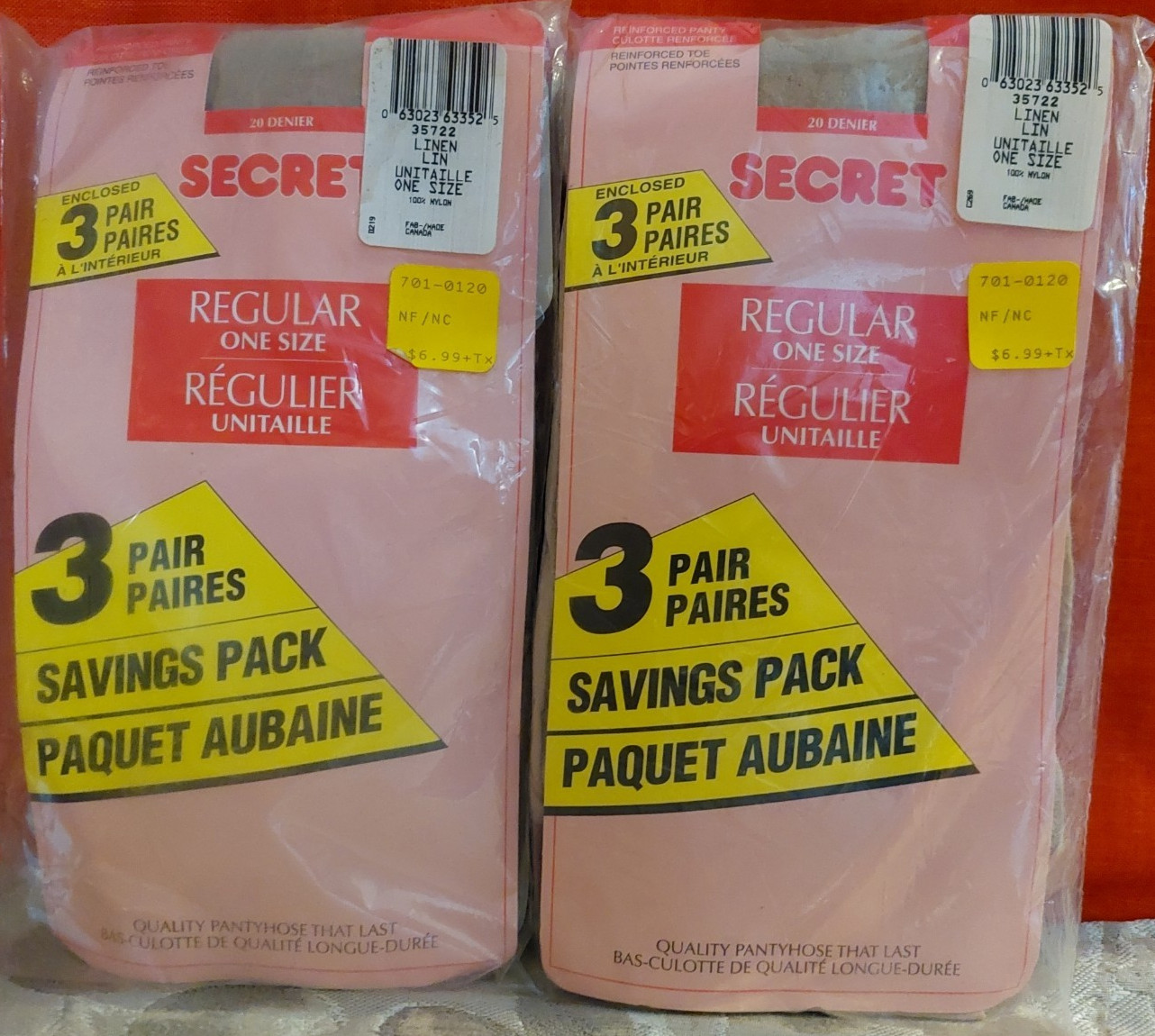 Vintage Pantyhose Secret Regular 2 Pack Of 3 For 33$ Color Linen One Size BDR3