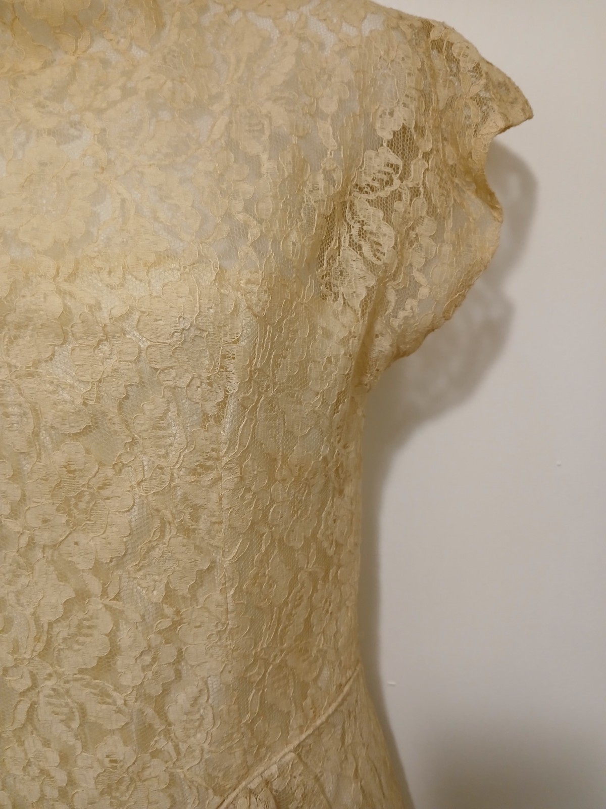 1930s-1940s Ivory Cream Wedding Dress, Formal Evening Gown