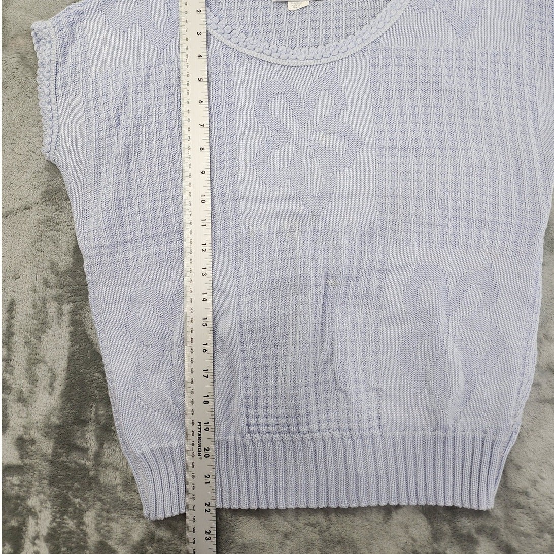 Vintage Jessica Scott Sweater Womens M Blue Crew Neck Short Sleeve Lightweight