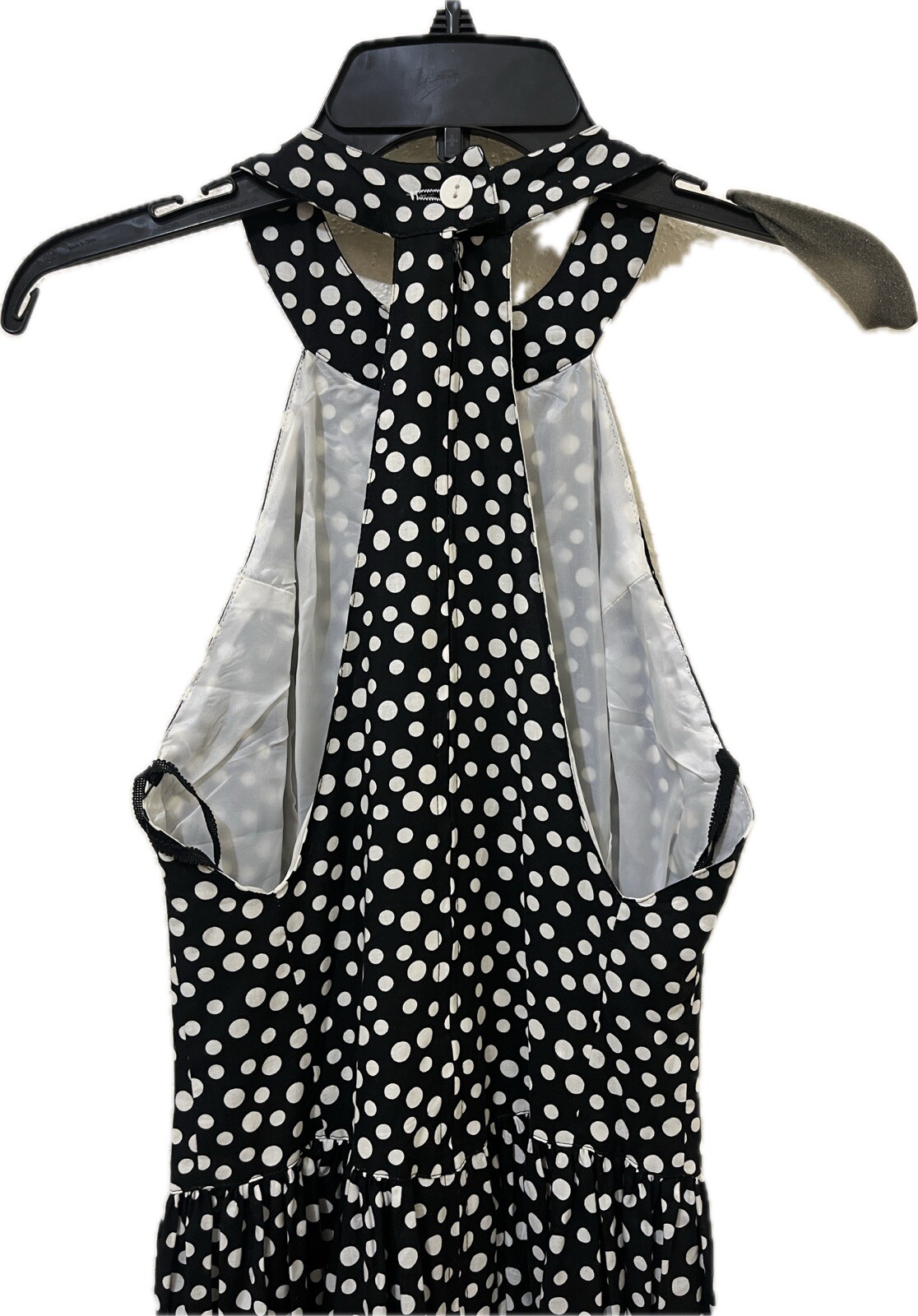 Vtg 80s Geary Roark Kamisato Dress Women 4 Black Polka Dot Pinup Rockabilly Maxi