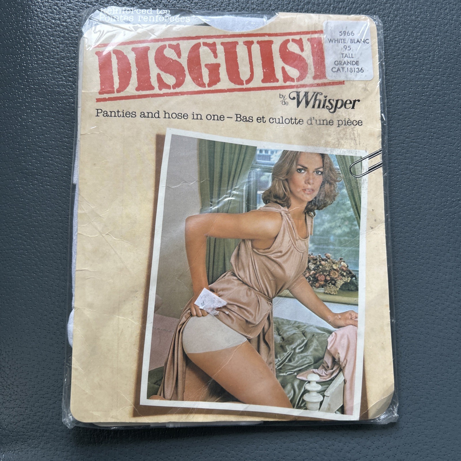 Vintage DISGUISE by Whisper Panties and Hose in One Pantyhose White Size TALL