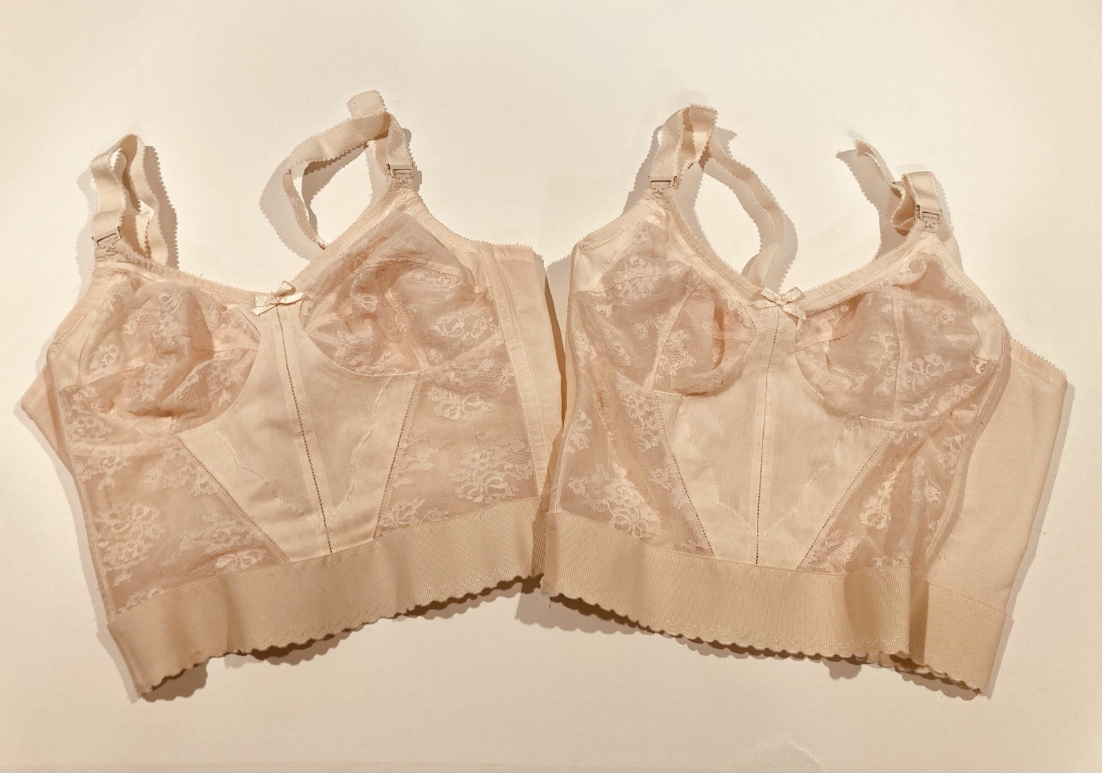 Vintage 1990s lot of 2 Bali long line bras corset Bras pale pink 38B