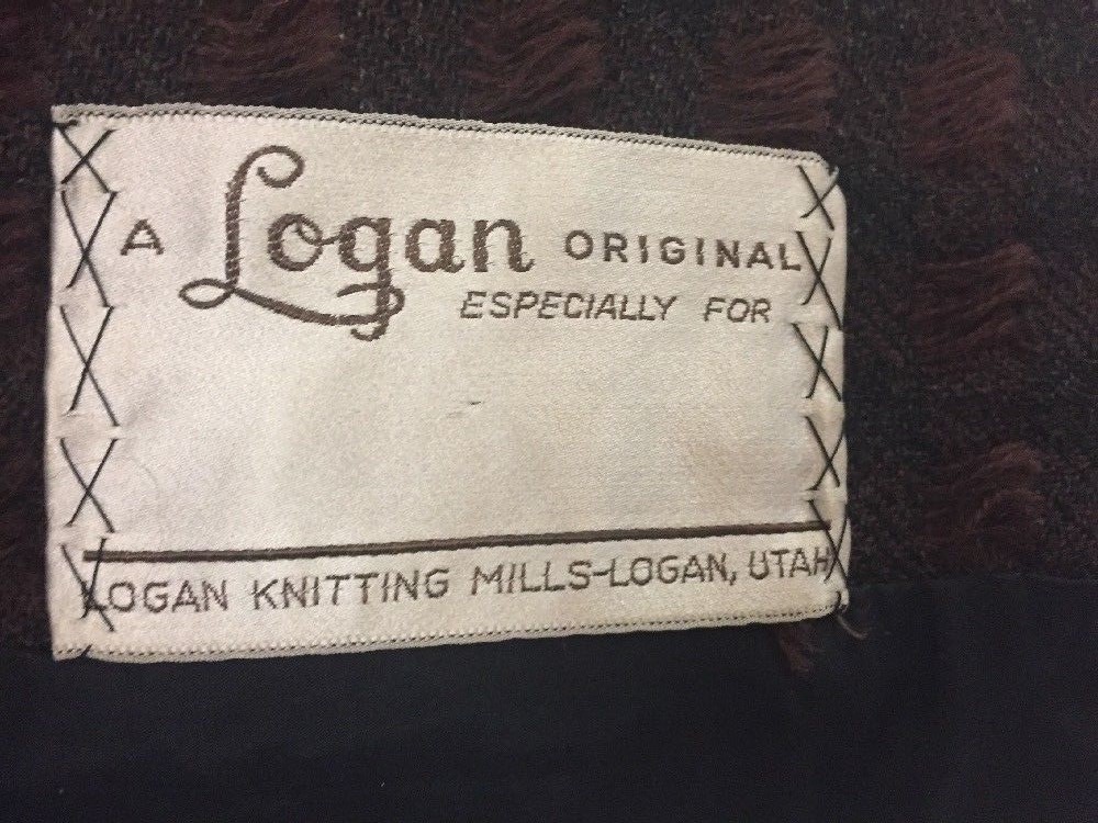 Vintage Logan Knitting Mills Original Womens 3/4 Sleeve Jacket Black Brown Small