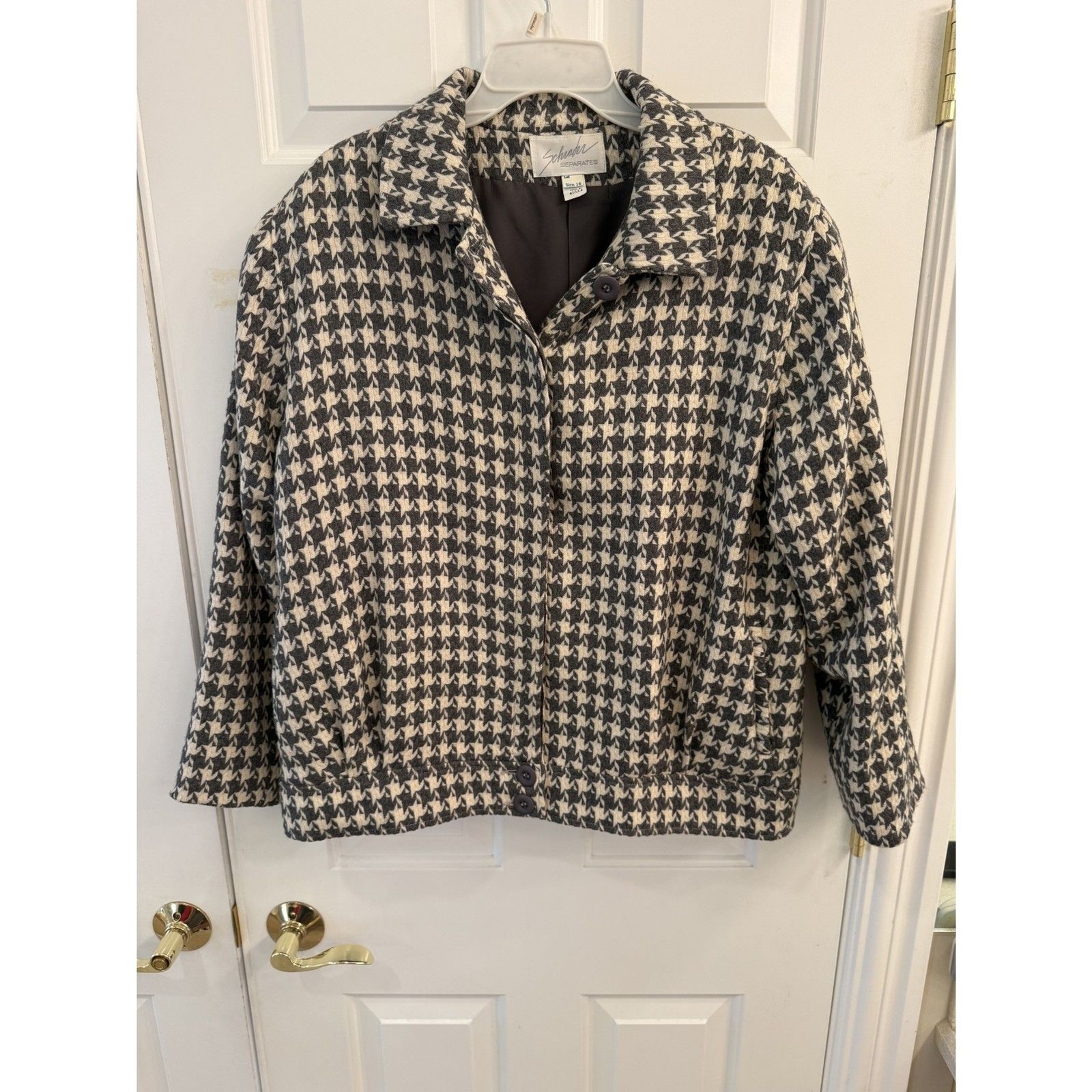 Schrader Separates Houndstooth Blazer Jacket Size 16 (Small Tear Back)