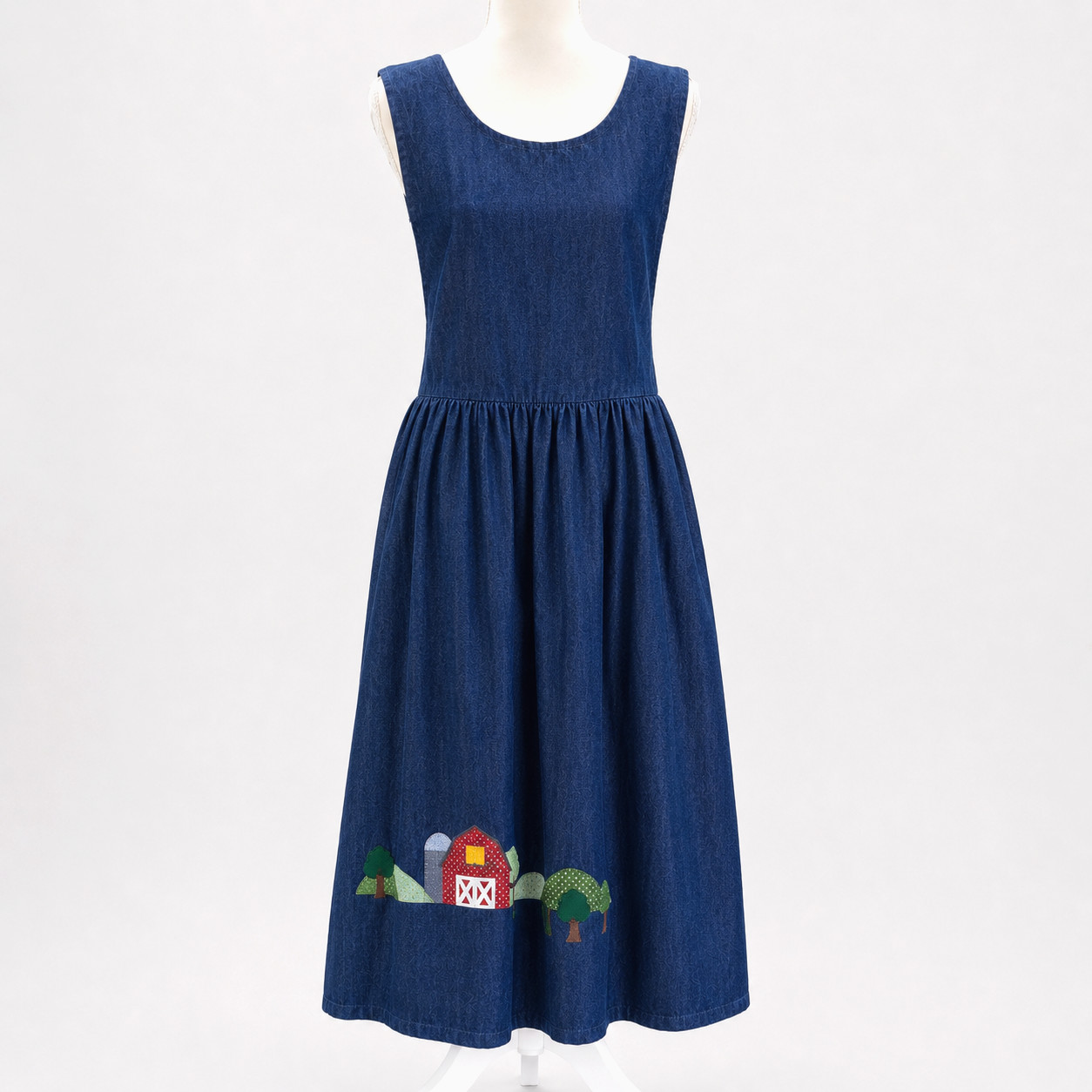 Vintage Betsys Things Farm Barn Applique Jumper Dress Cottagecore Teacher No Tag