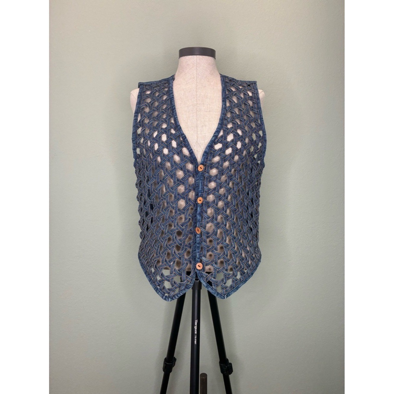Vintage Denim blue jean vest 0 cotton