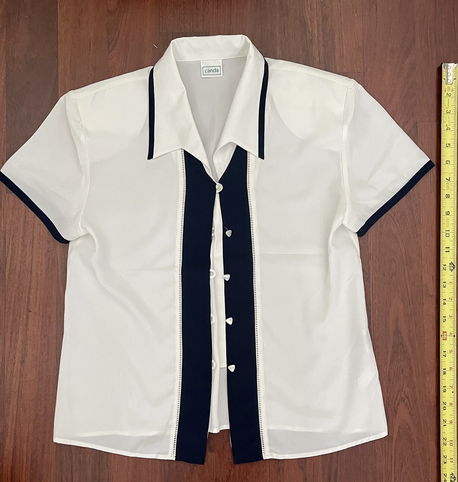 Vintage White and Blue Button up Shirt in size 36 – UK #10 by Canda