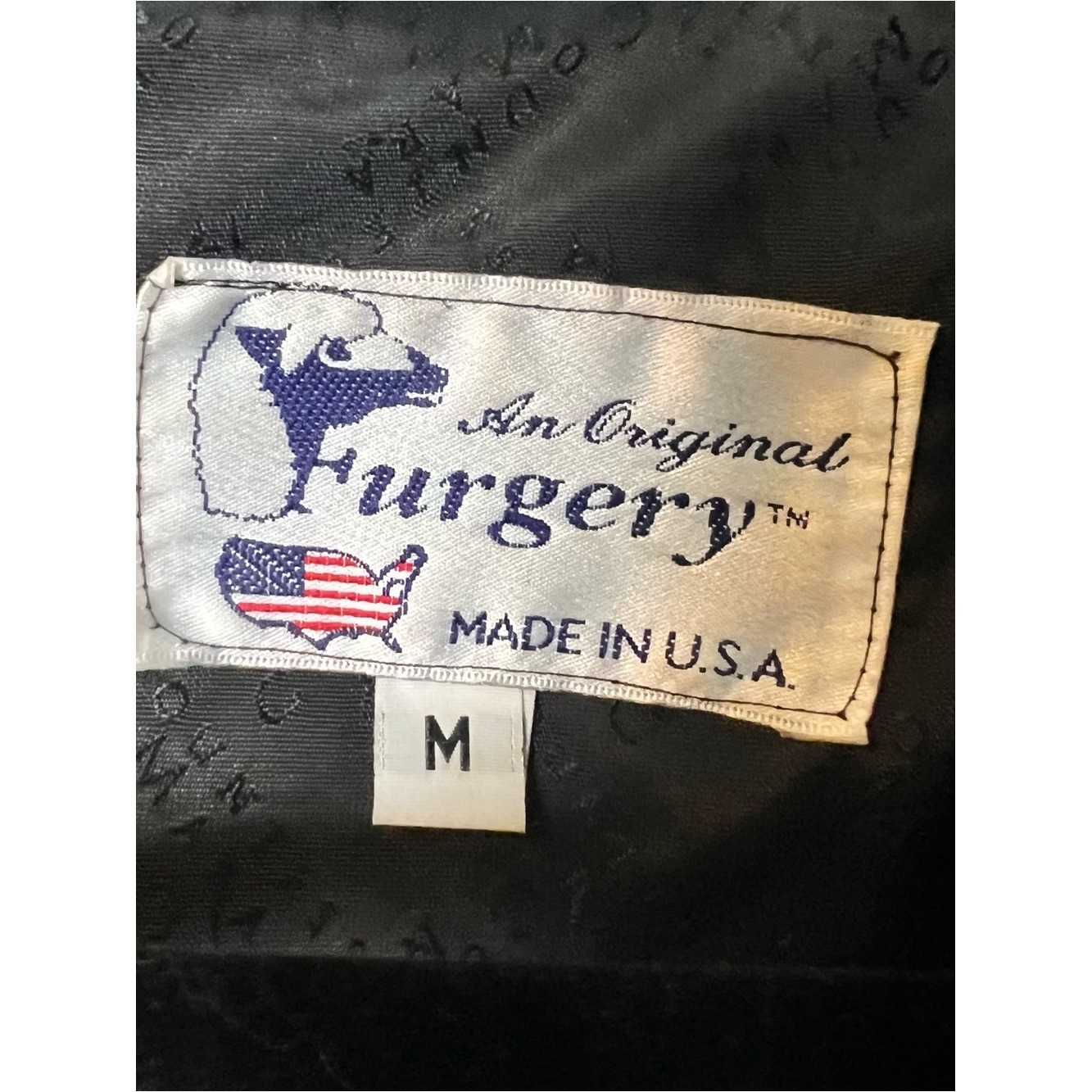 Vintage The Original Furgery Black Faux Fur Shawl Collar Jacket Sz. M