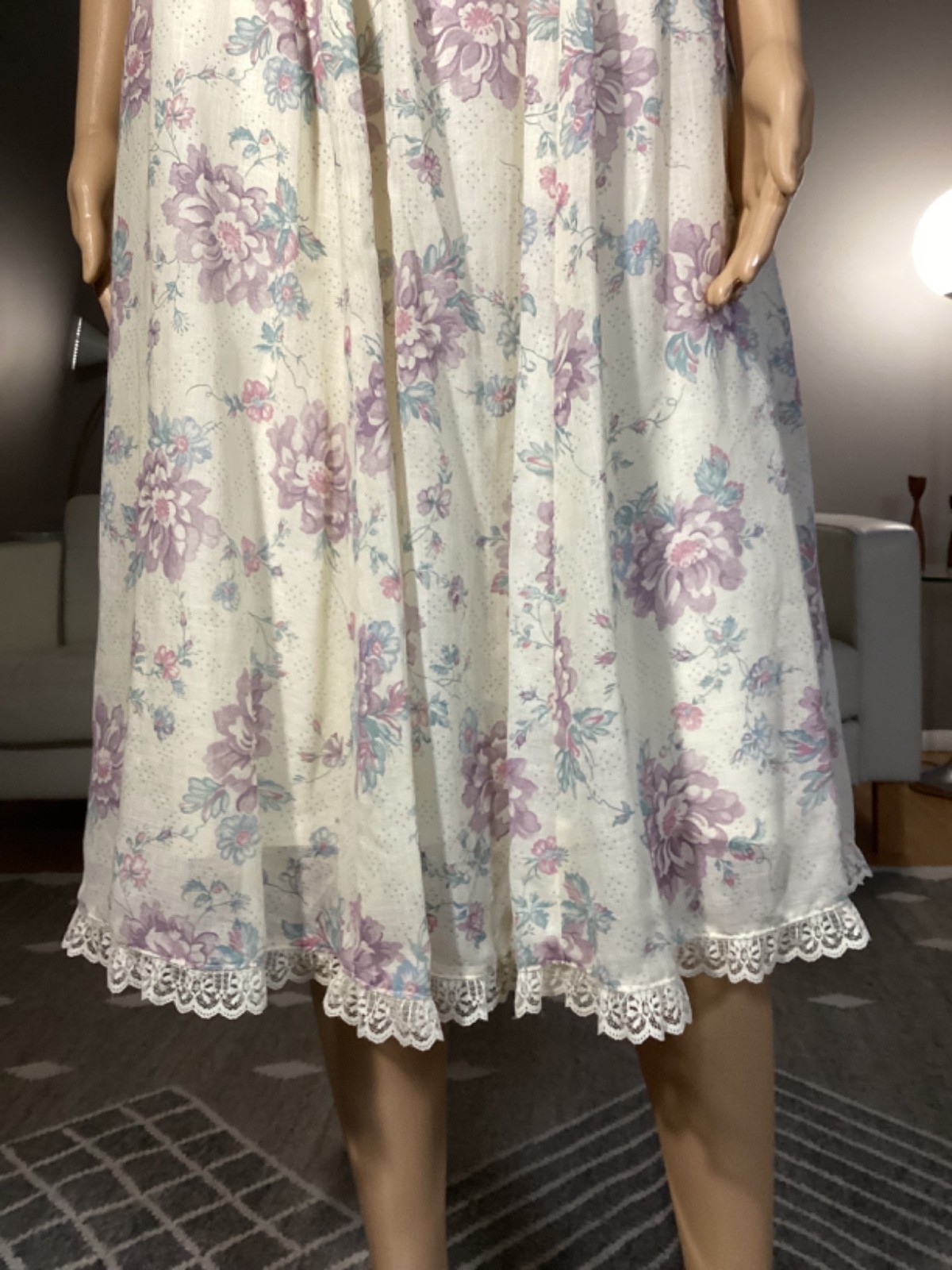 Vintage 70’s Gunne Sax Sheer Floral Calico Lace Hippie Prairie Cottage Dress