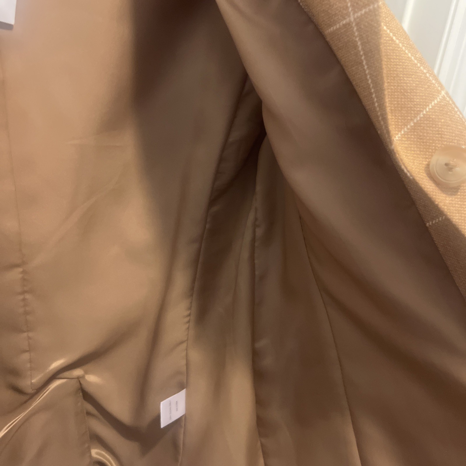Vintage Talbots Wool Cashmere Tan Brown Plaid Blazer Jacket Women 12P