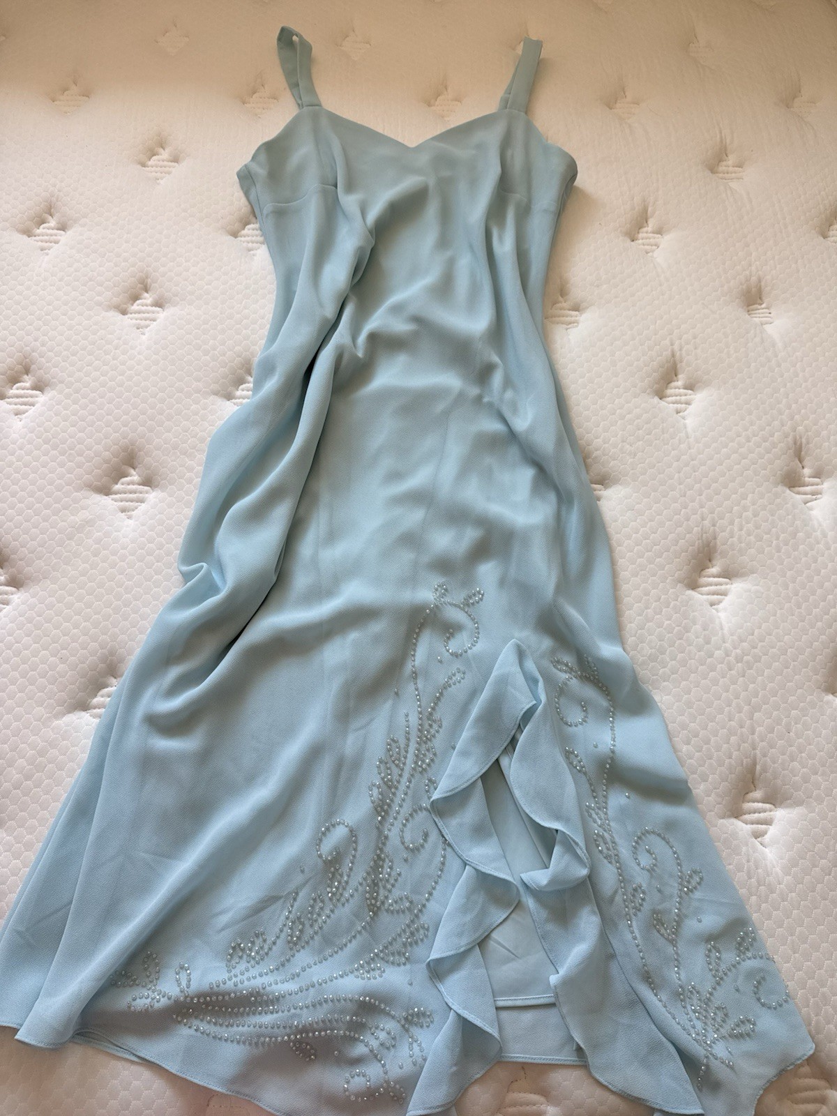 R&M Richard’s Formal Blue Sequins Formal Cruise Maxi Mermaid Ocean Dress Size 10