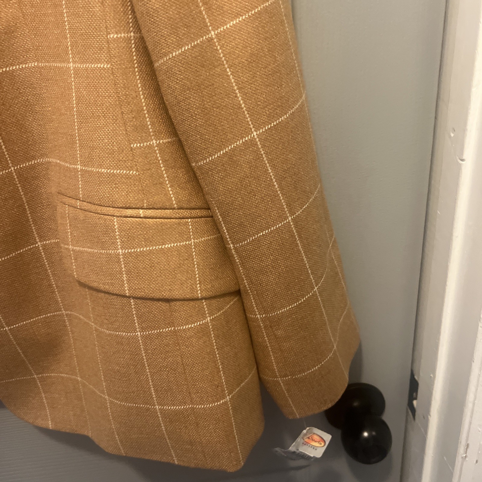 Vintage Talbots Wool Cashmere Tan Brown Plaid Blazer Jacket Women 12P