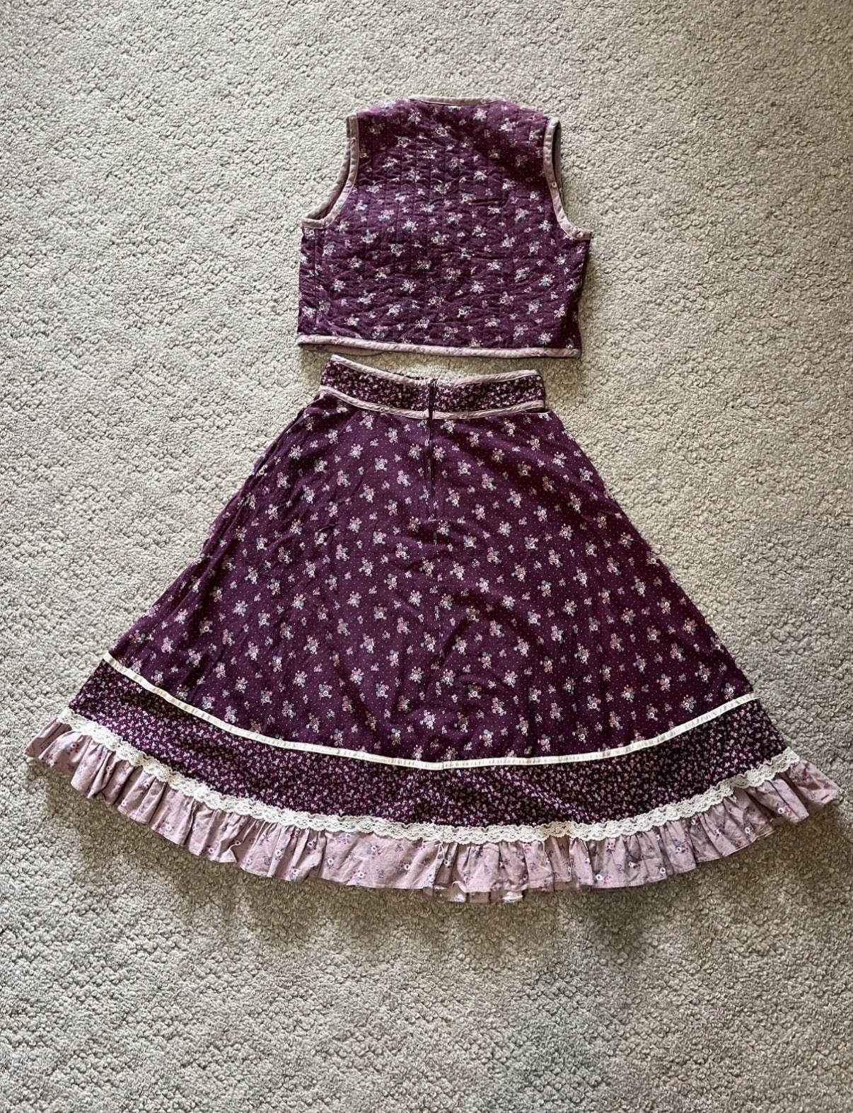 Authentic Vintage Gunne Sax Skirt And Matching Vest Set EUC Size 11