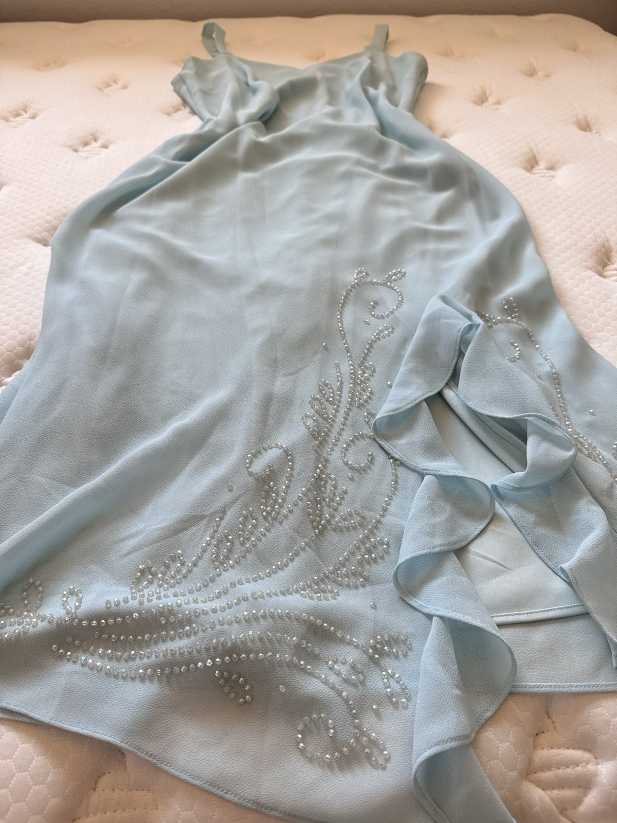 R&M Richard’s Formal Blue Sequins Formal Cruise Maxi Mermaid Ocean Dress Size 10