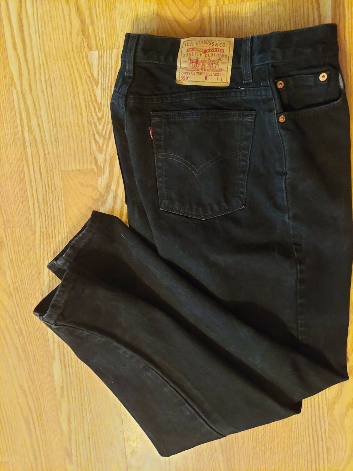Levi’s 550 Jeans Black Denim USA Vintage High Waist Mom Relaxed Tapered 33 X 33