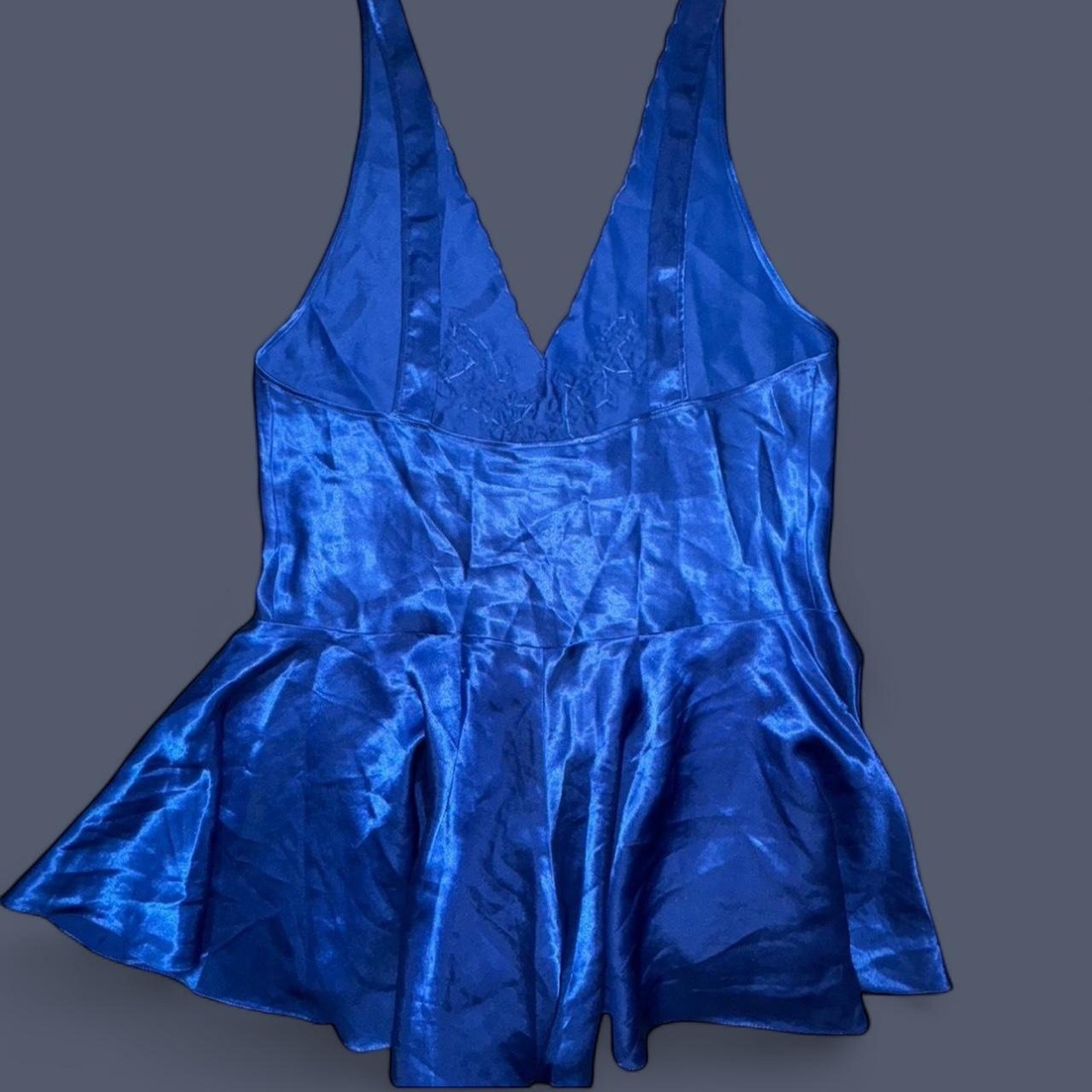 Vintage 90s dreamy blue beaded babydoll romper Fredricks of Hollywood wmns med