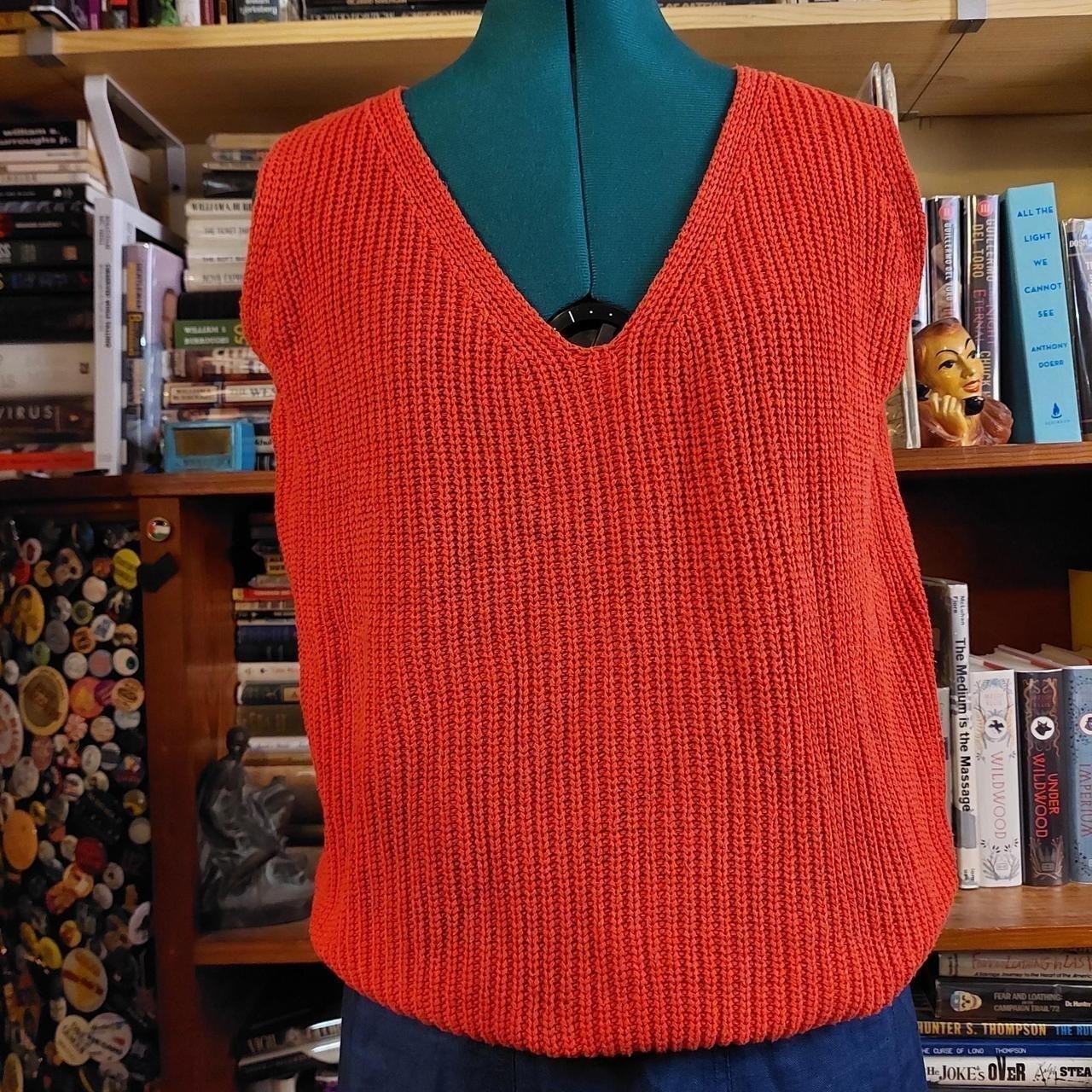 Vintage red vneck sweater vest.