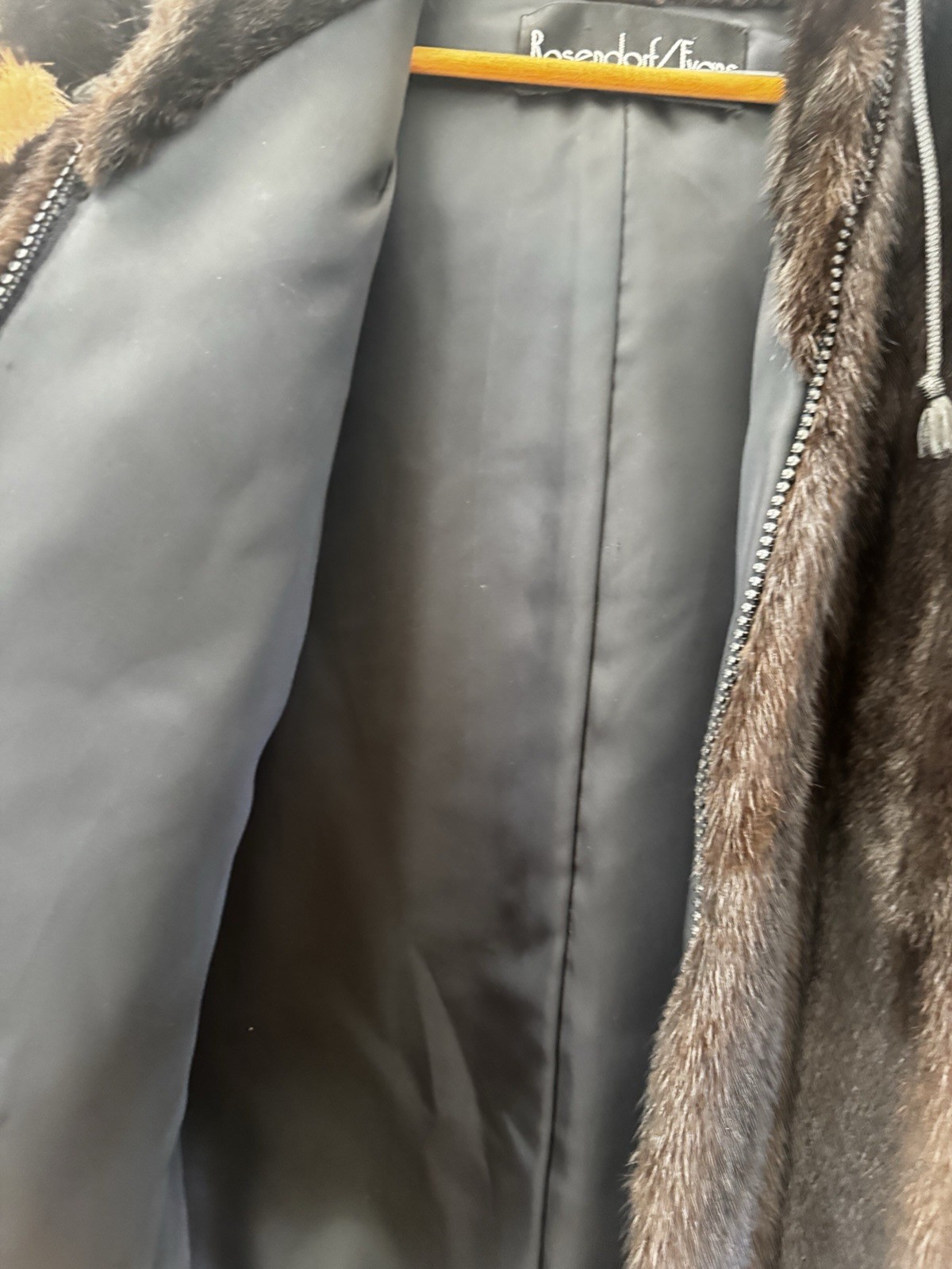 Rosendorf-Evans Women’s Dark Brown Mink Coat, Details On Shoulders