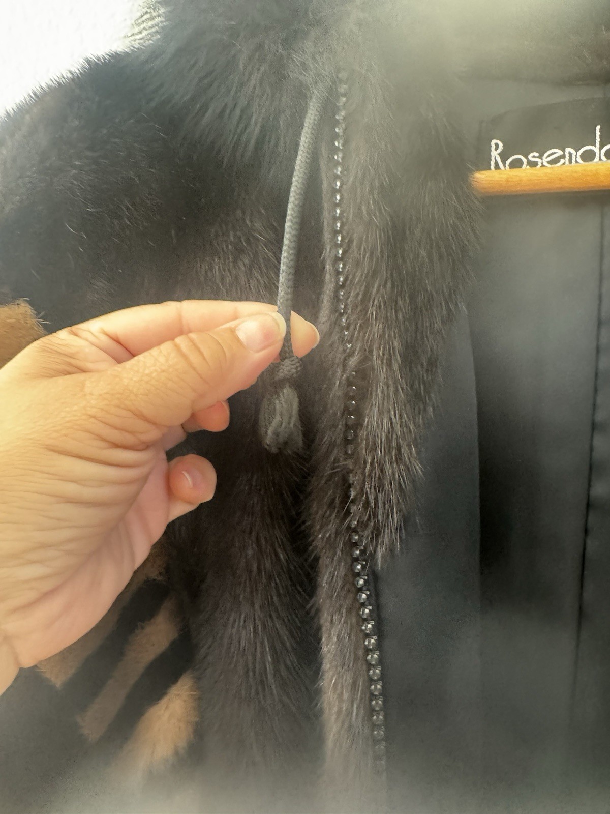 Rosendorf-Evans Women’s Dark Brown Mink Coat, Details On Shoulders