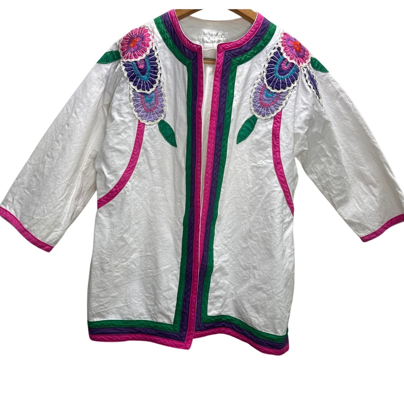 Diseños Delfis Telas Tlaquepaque Jalisco Vintage Mexico Embroidered Top Small