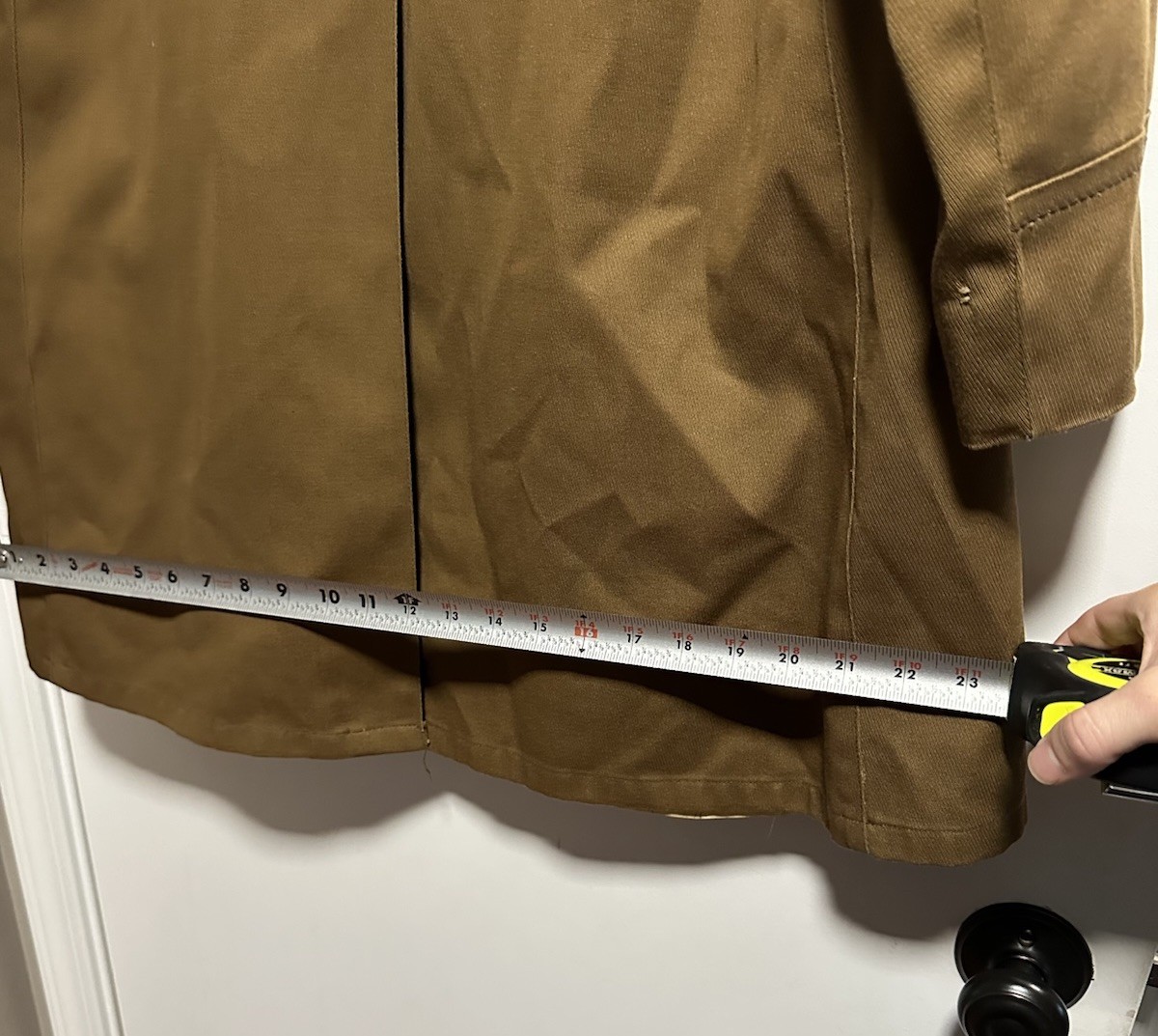 Vintage Hand Made Polyester Trench Coat Brown 34 Inches Long