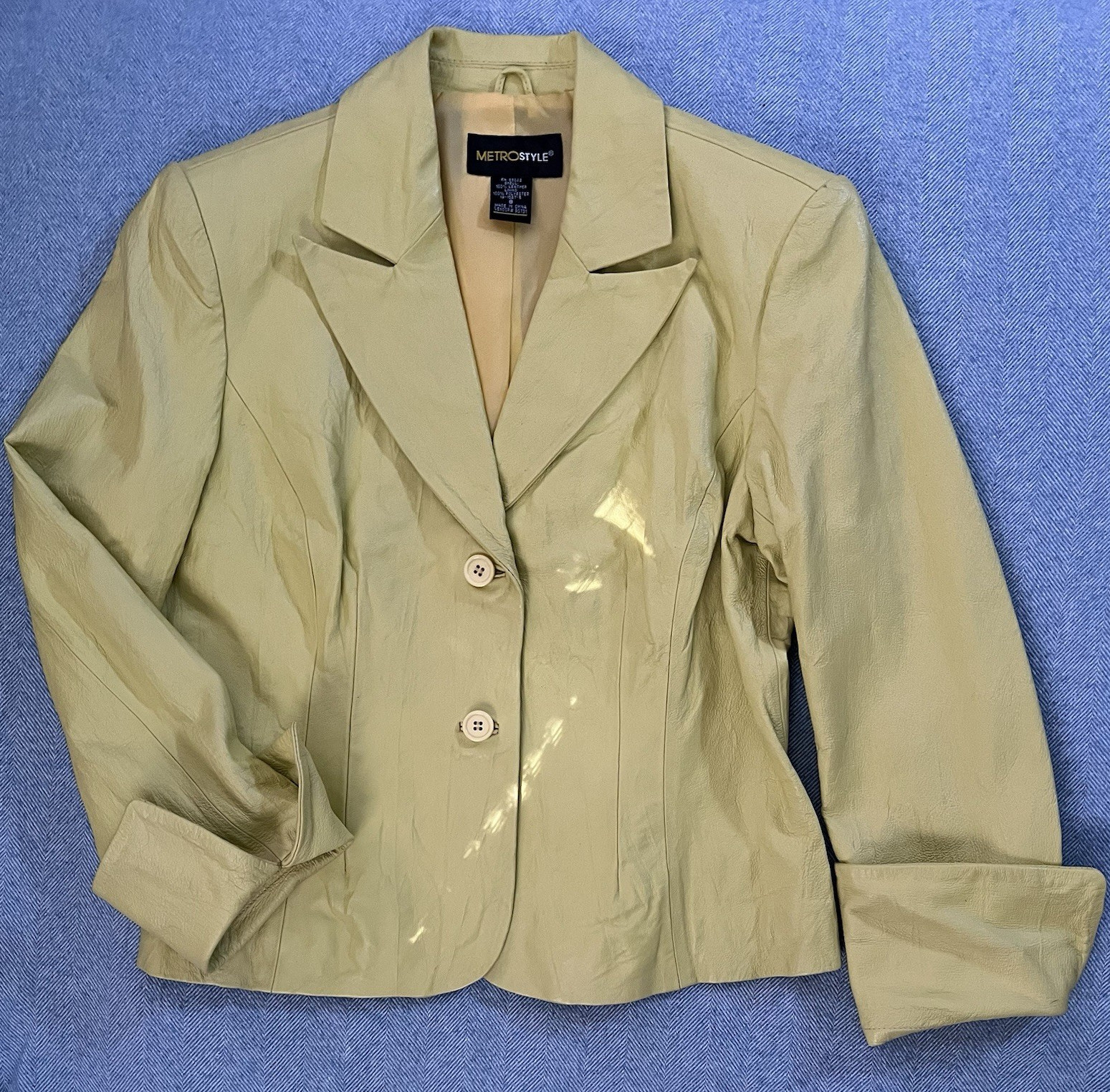 Vintage Metrostyle Women’s Yellow Leather Jacket Size 8 Lined