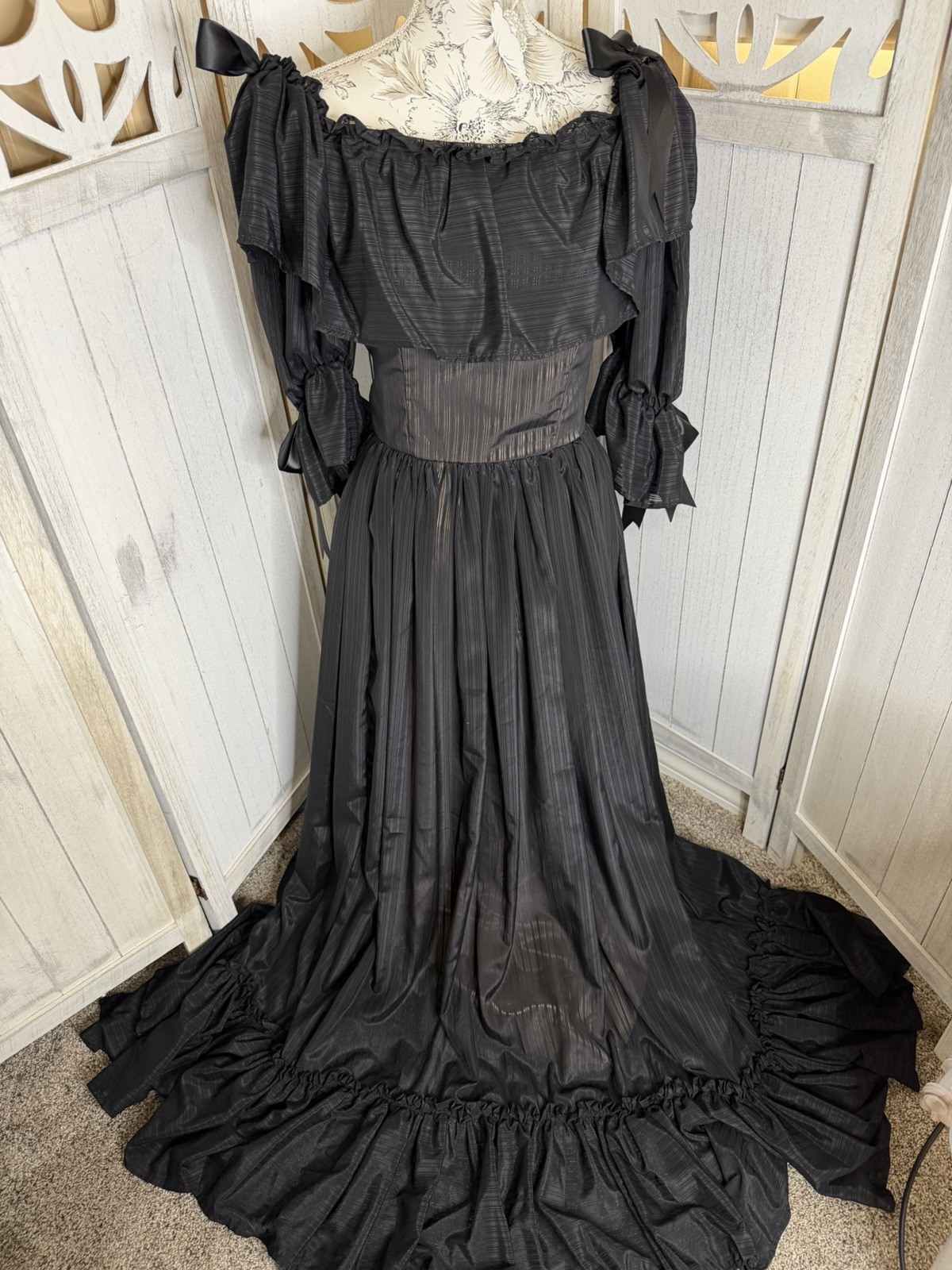 Vintage Victorian Gothic Dress Womens Whimsigoth Romantic Vamp Bows Size XS/S