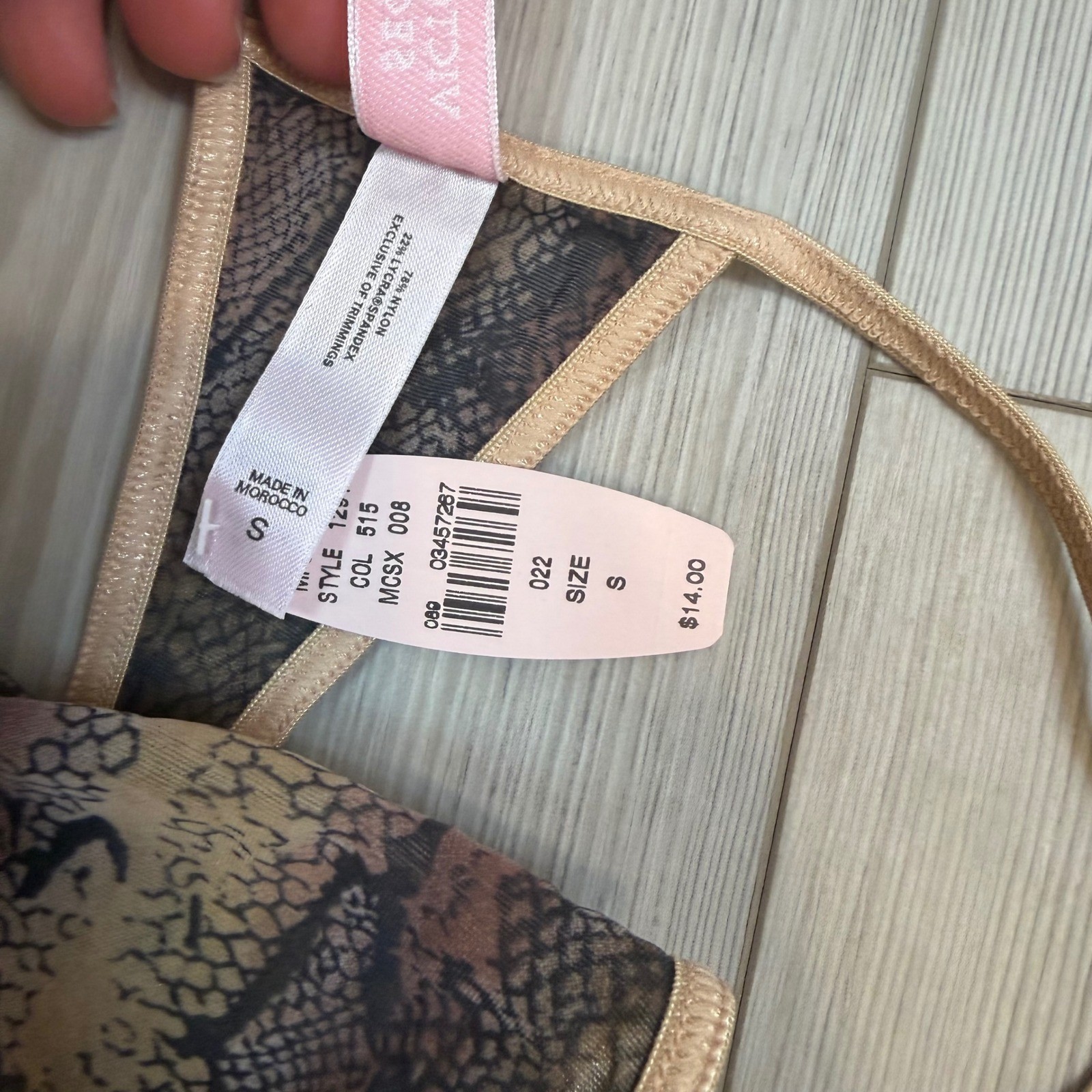 Vintage Victoria’s Secret V-String Thong Small Snakeskin Animal Print Y2K NWT