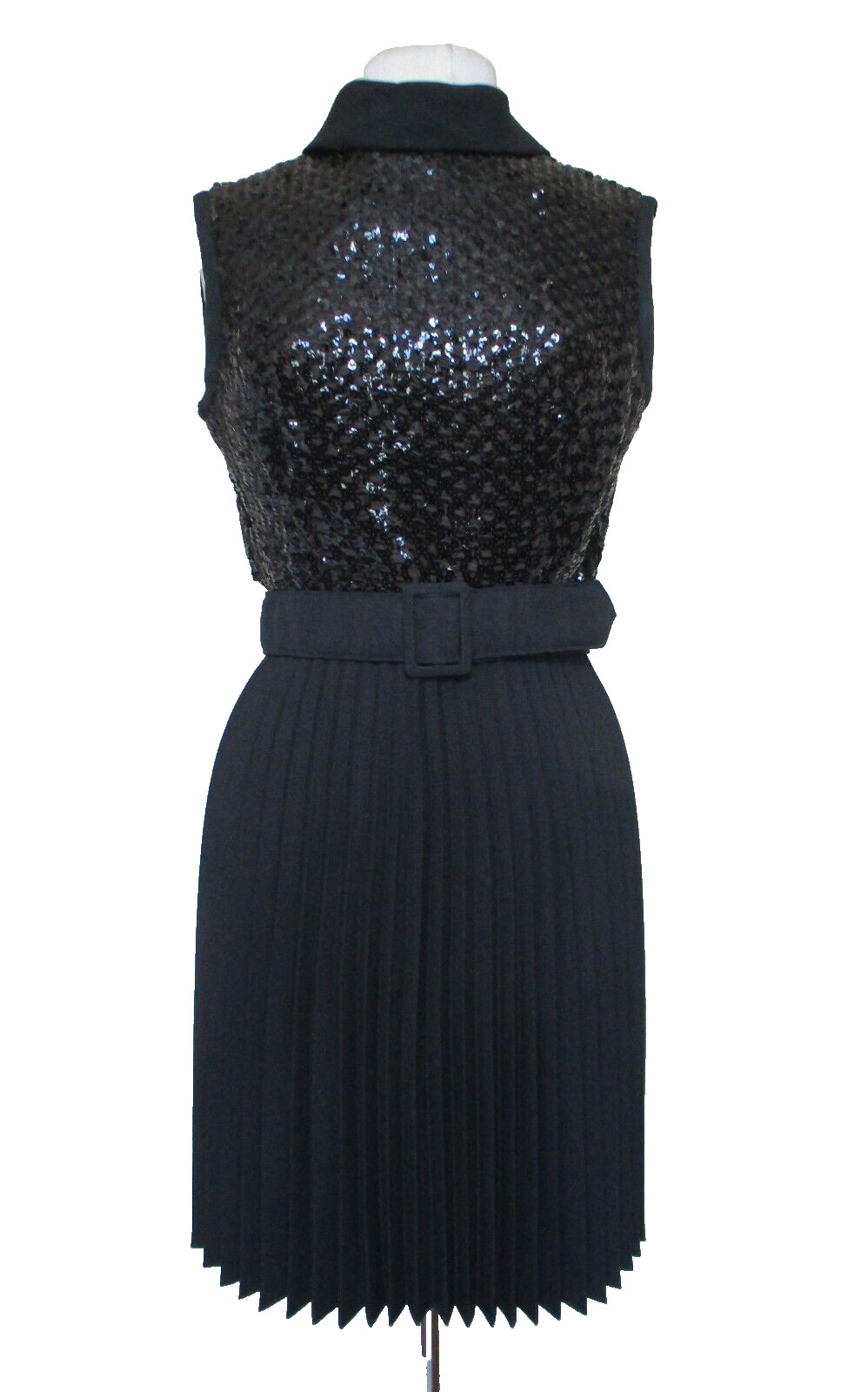Vintage Parfait Originals Dress M Women Black Sequin Top Pleated Skirt
