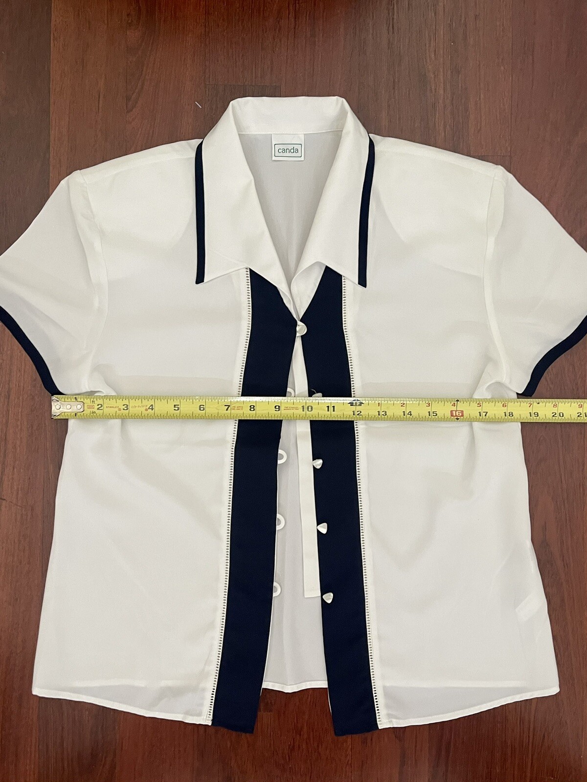 Vintage White and Blue Button up Shirt in size 36 – UK #10 by Canda