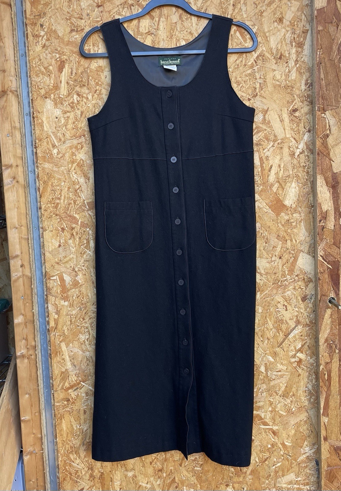 Vintage 80s Harve Benard Dress Size 4P Black Wool Blend Jumper Pockets Lagenlook