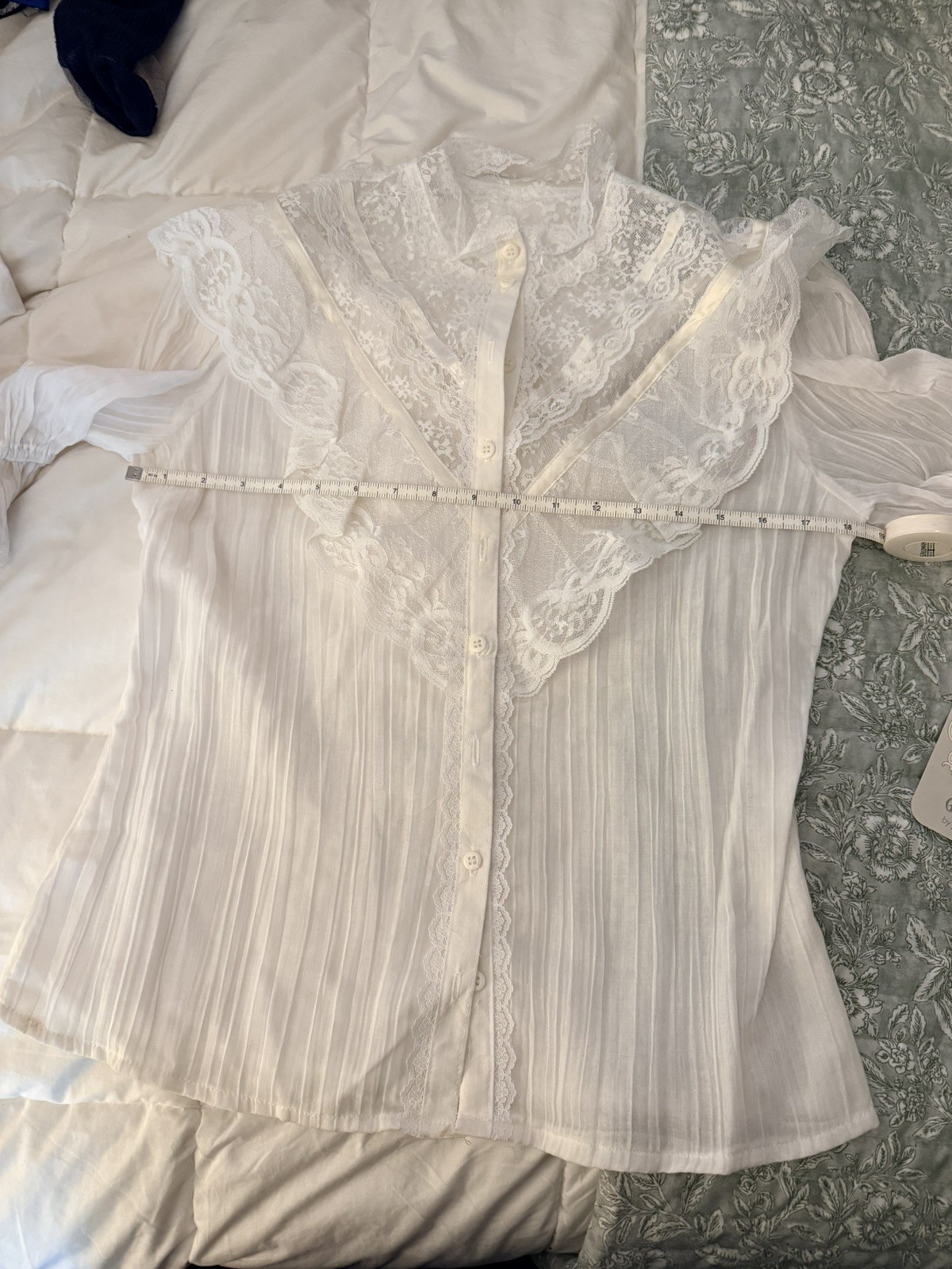 Vintage Gunne Sax by Jessica McClintock White Lace Prairie VictorianBlous NWT 11