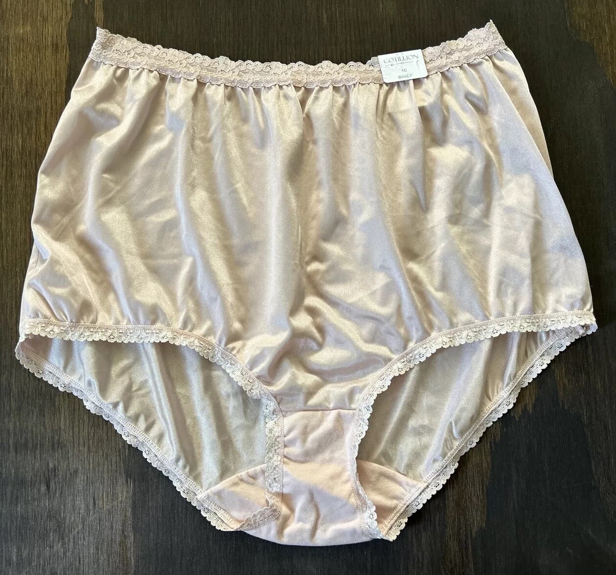 Vtg Cotillion Nylon Brief Panties Sz 10 Pink Double Side Cotton Gusset Sissy
