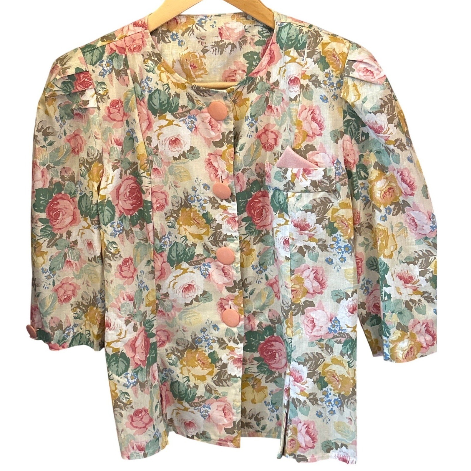 Vintage 80s Floral Button Up Top Cottagecore Grandma Core Shabby Chic Soft Girl