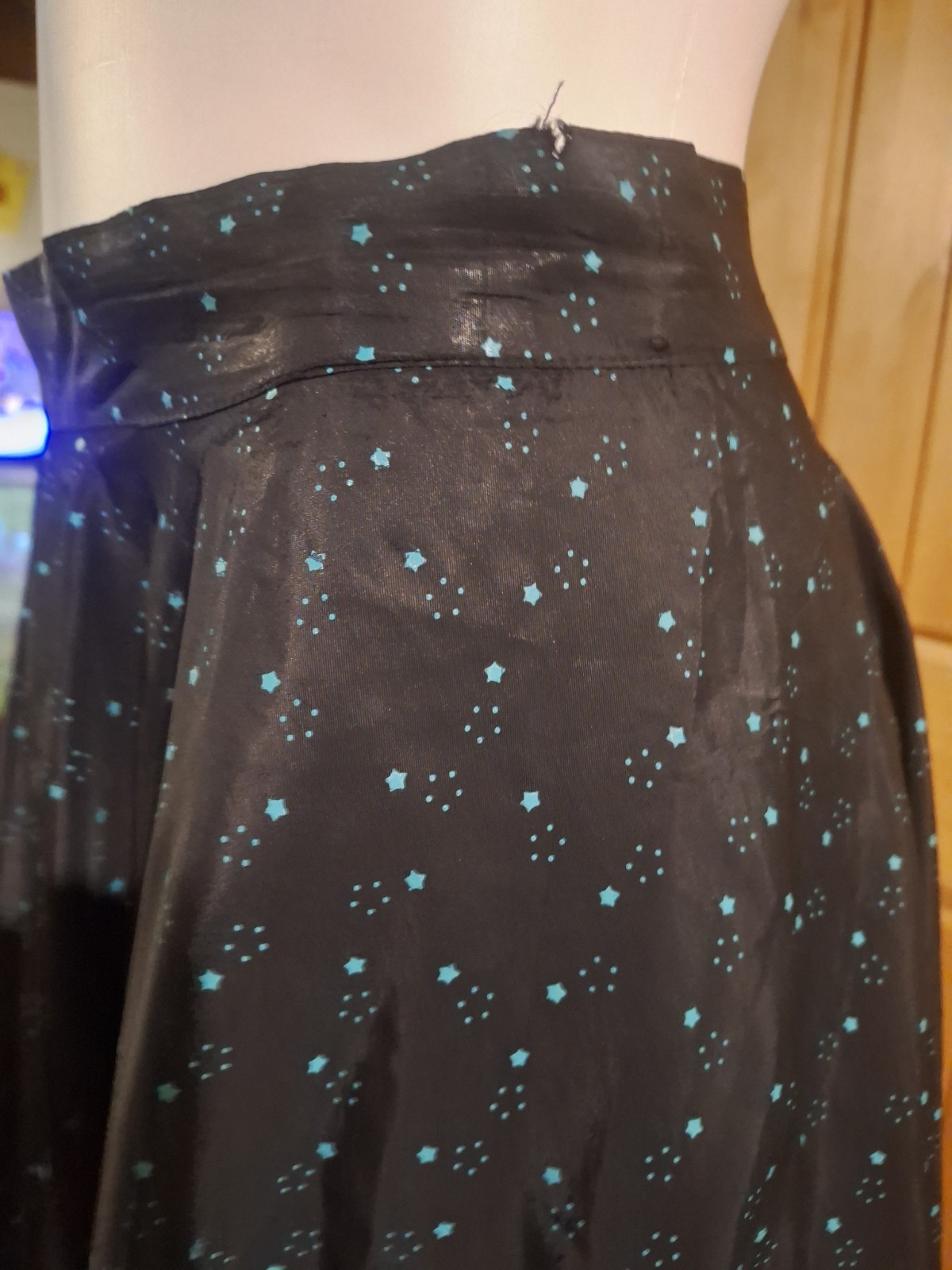 1950s Black and Blue Star Print Circle Skirt Pin Up Rockabilly
