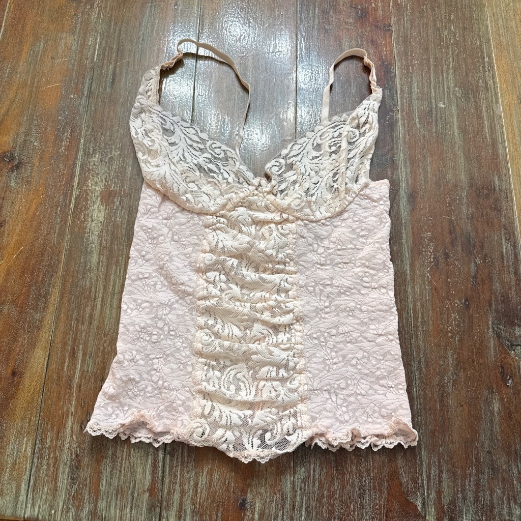 VTG Henson Kickernick Pink Lace Camisole – Made in USA – Size Medium Coquette