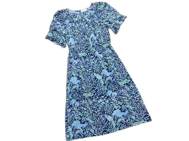 1970s Emilio Pucci Silk Long Dress Navy Multi Size 12 Auth